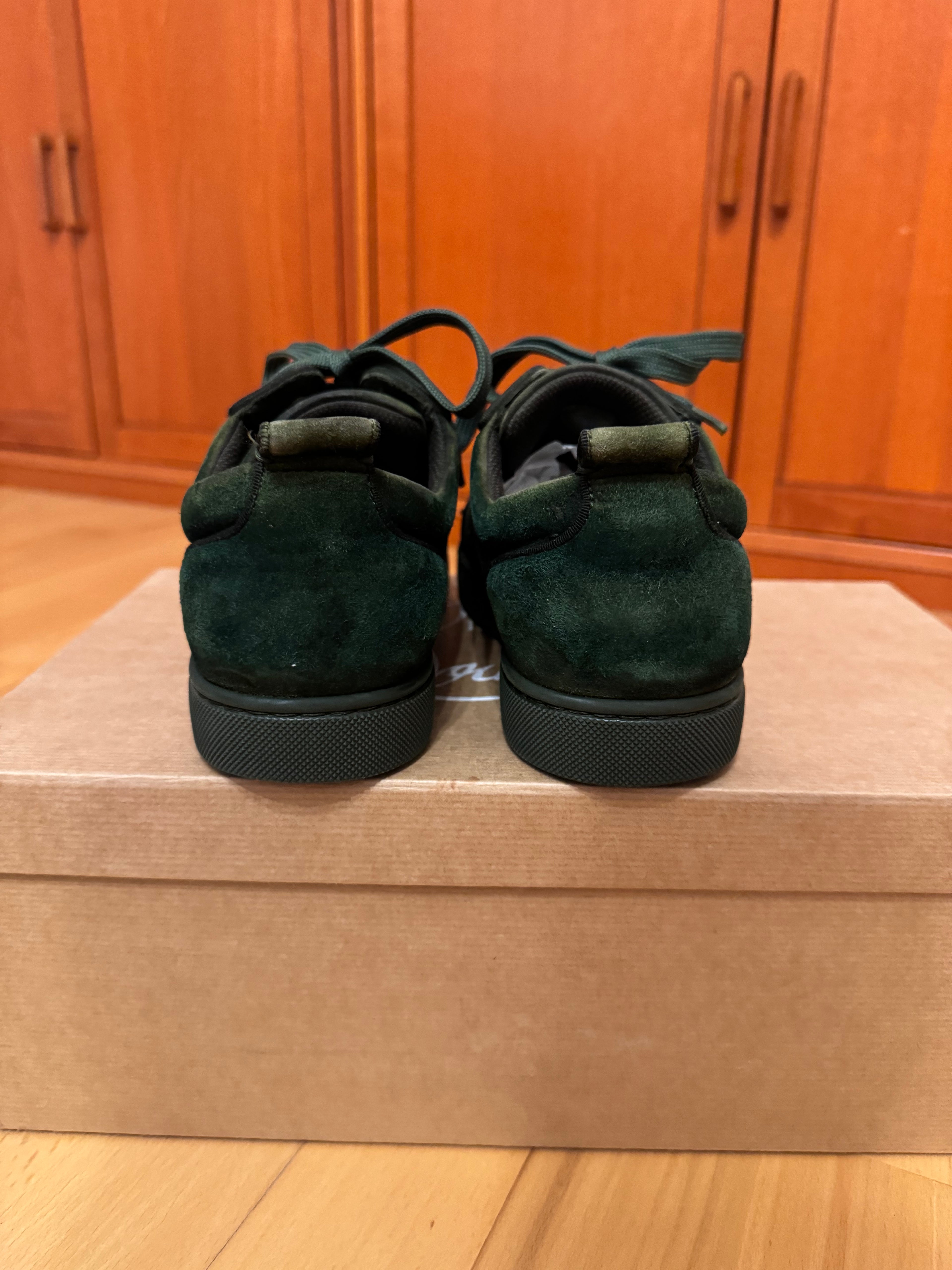 Christian Louboutin Louis Junior Spikes Suede Forest Green