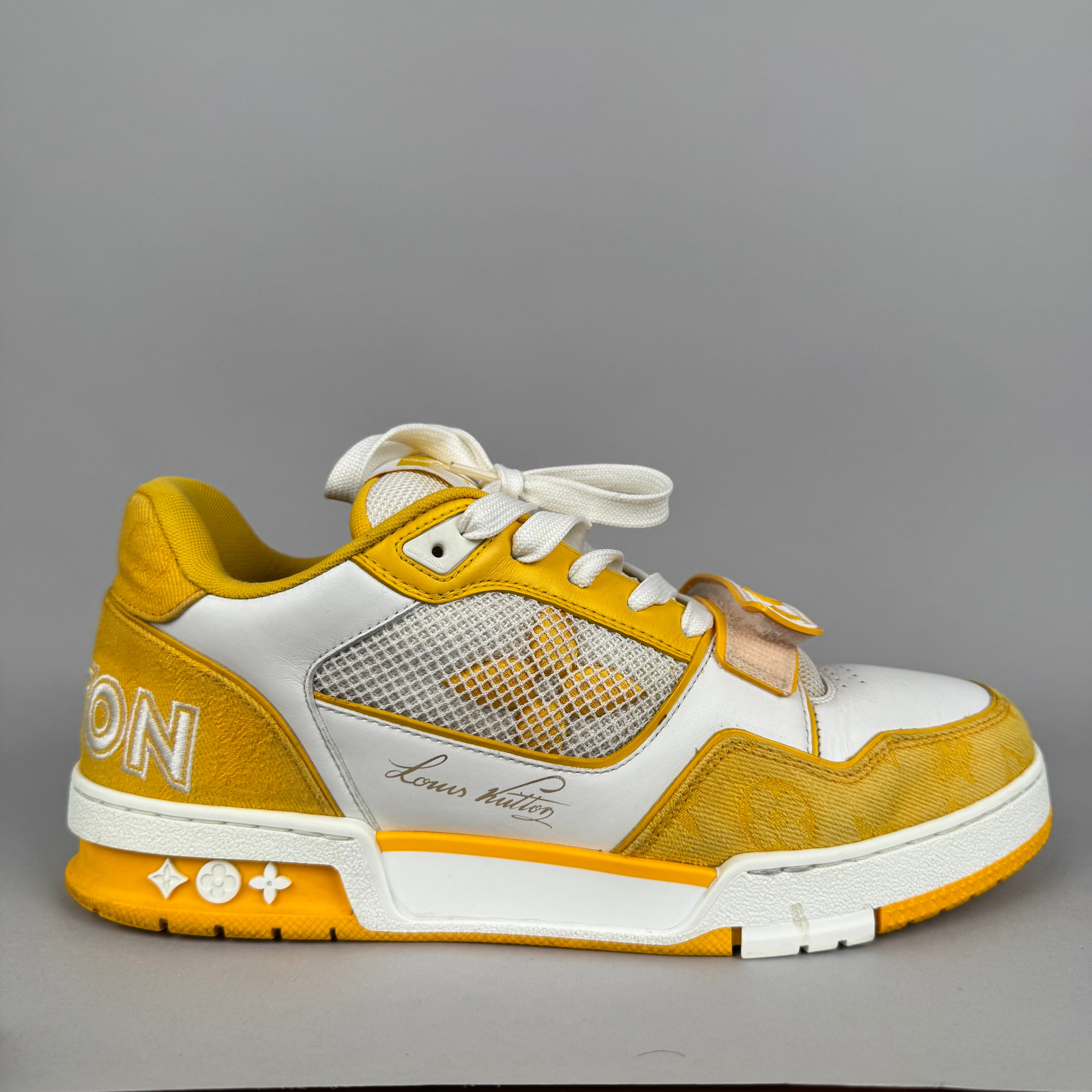 Louis Vuitton LV Trainer Velcro Strap Yellow Denim