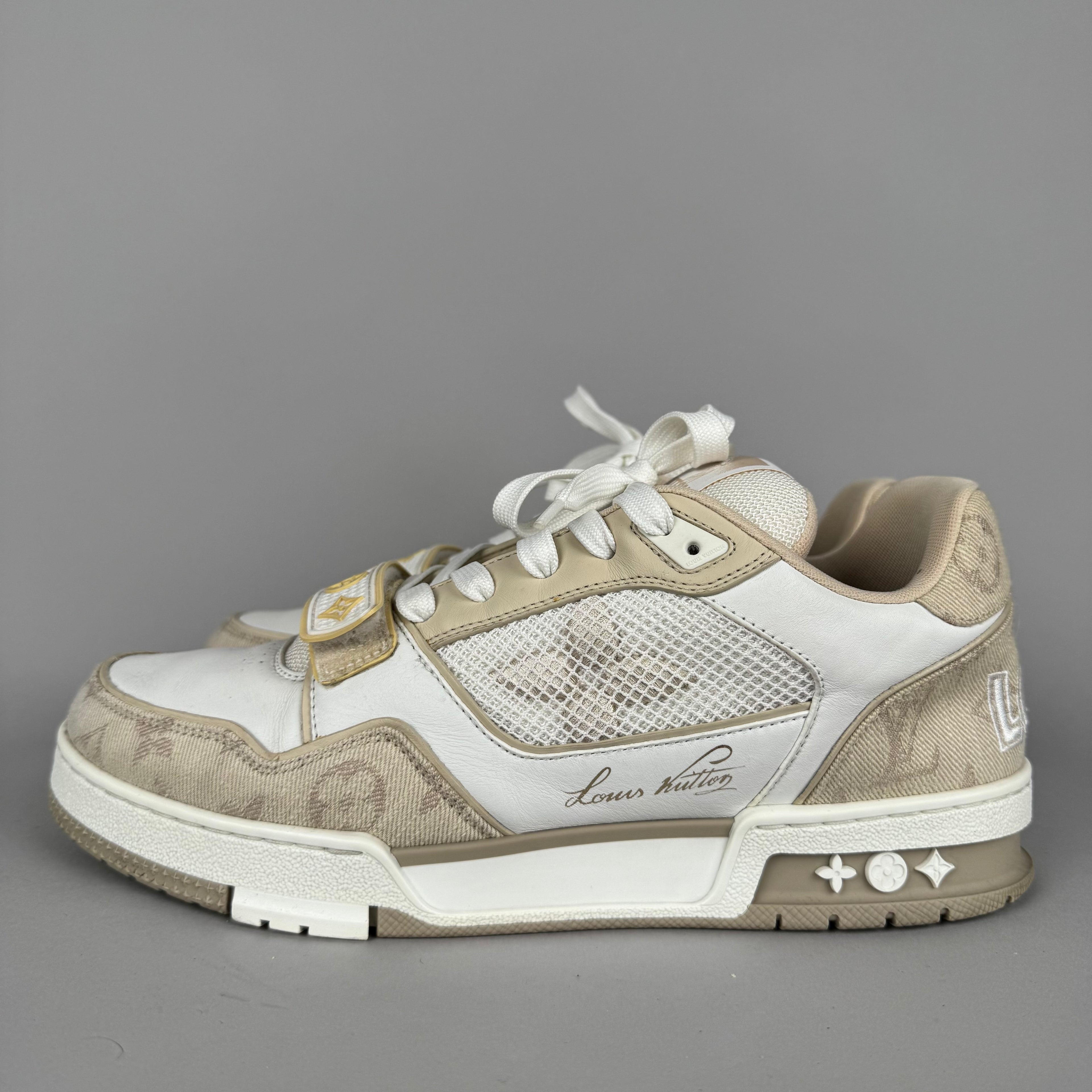 Louis Vuitton LV Trainer Velcro Strap Beige Denim