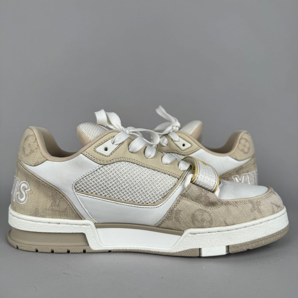 Louis Vuitton LV Trainer Velcro Strap Beige Denim