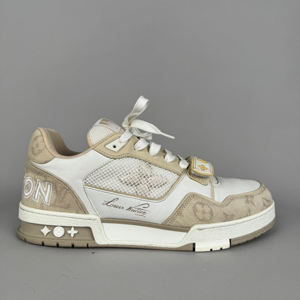 Louis Vuitton LV Trainer Velcro Strap Beige Denim