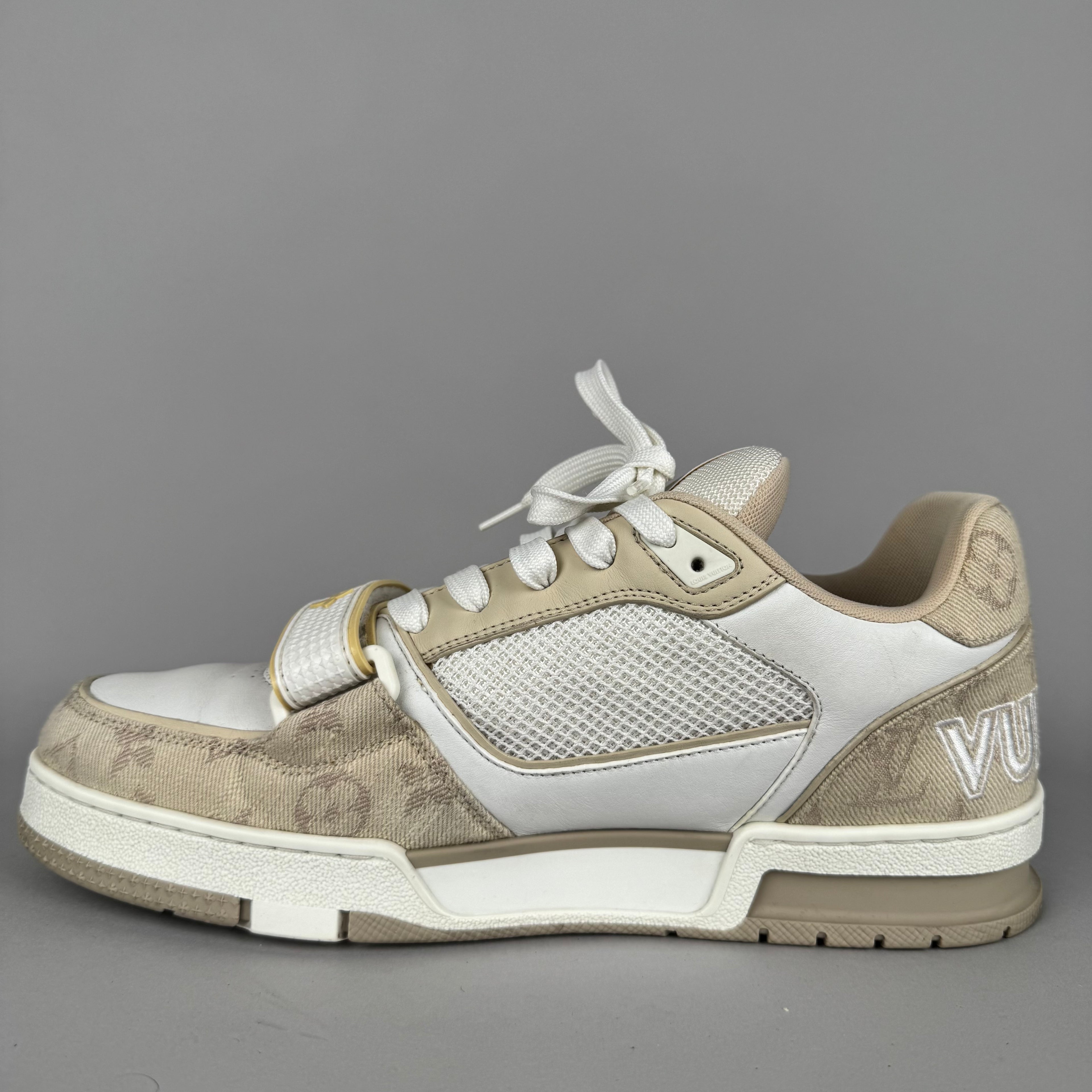 Louis Vuitton LV Trainer Velcro Strap Beige Denim