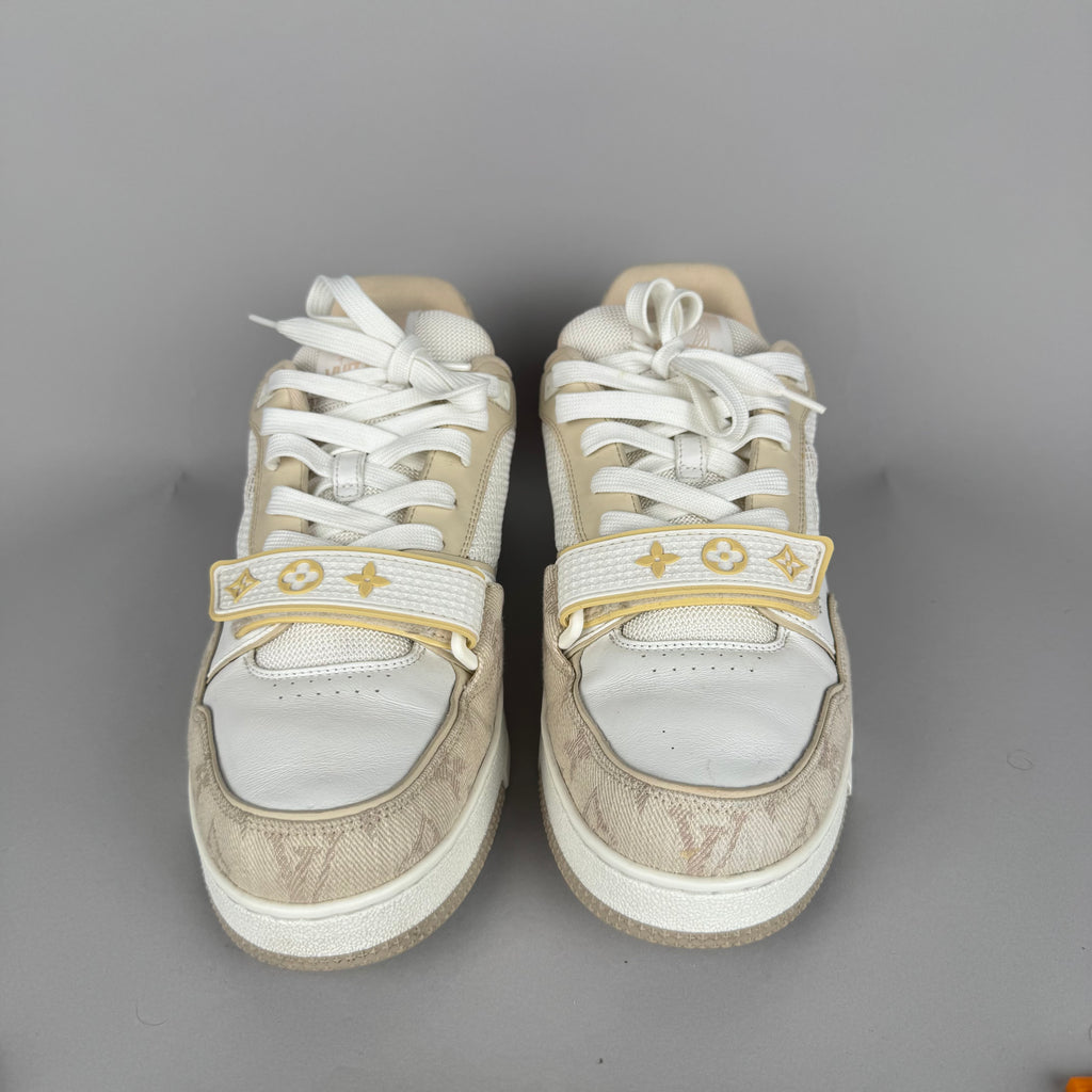 Louis Vuitton LV Trainer Velcro Strap Beige Denim