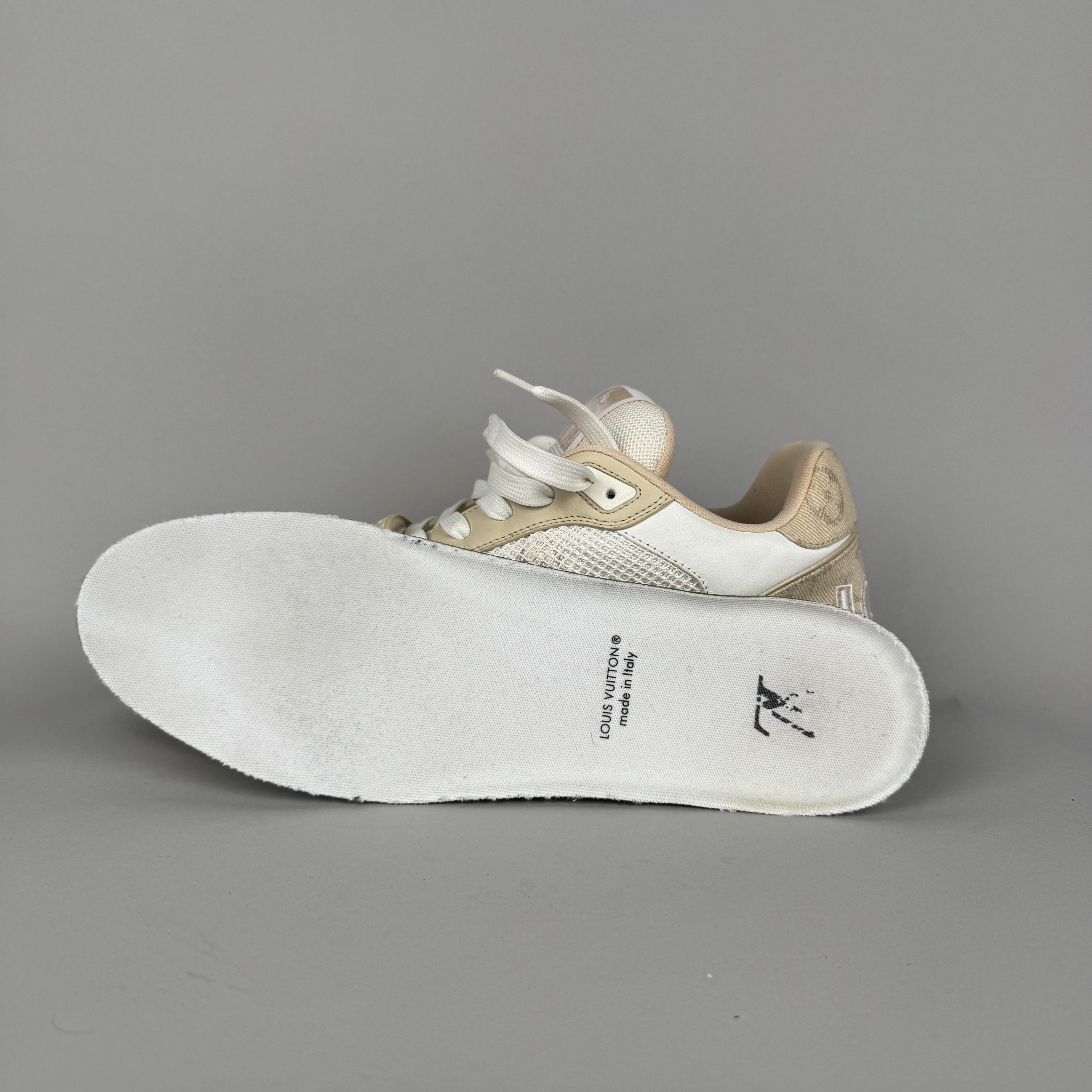 Louis Vuitton LV Trainer Velcro Strap Beige Denim