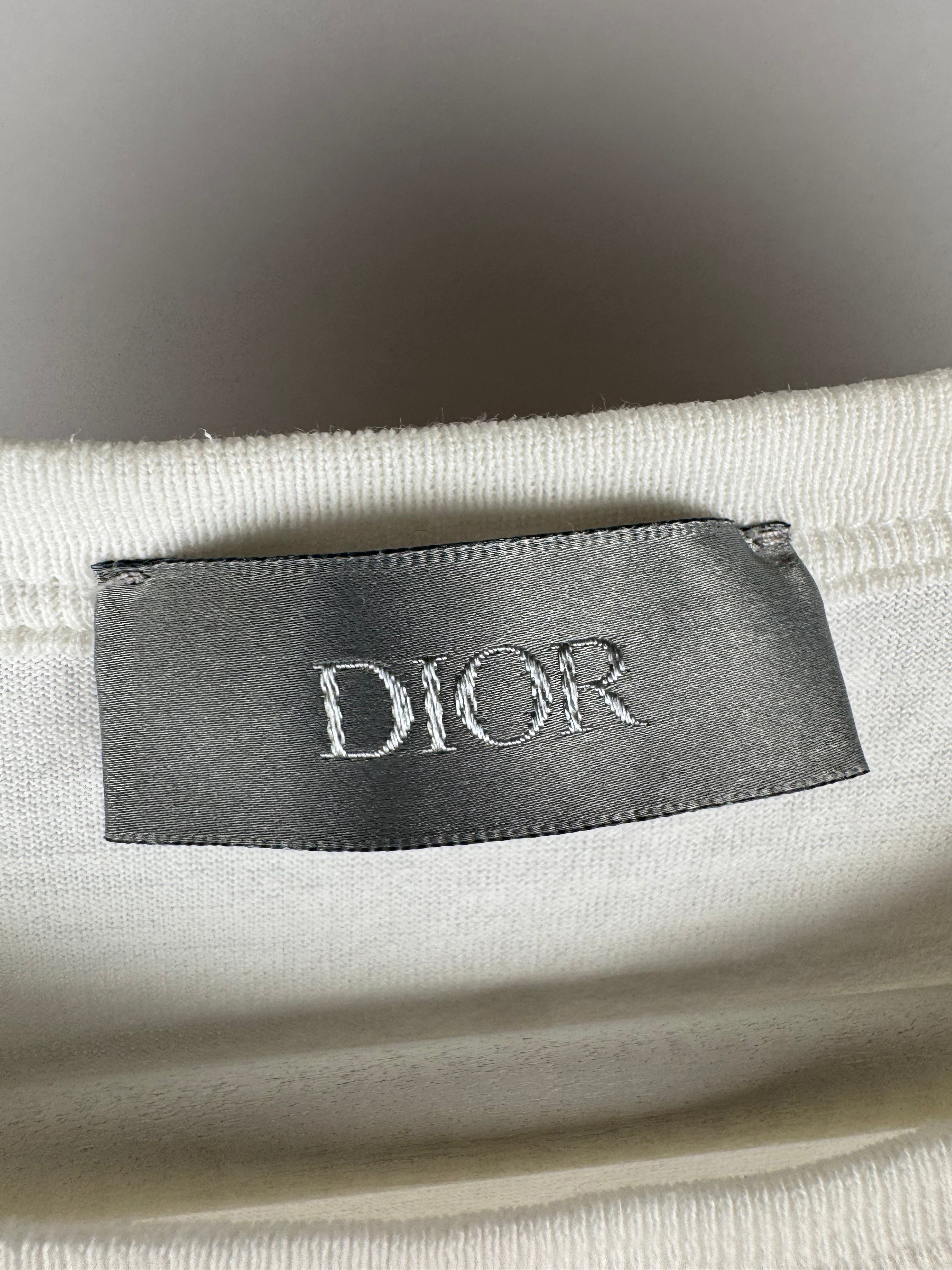 Dior Stussy Embroidered Text White Tee