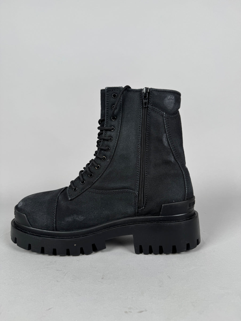 Balenciaga Strike Combat Distressed Boots Black