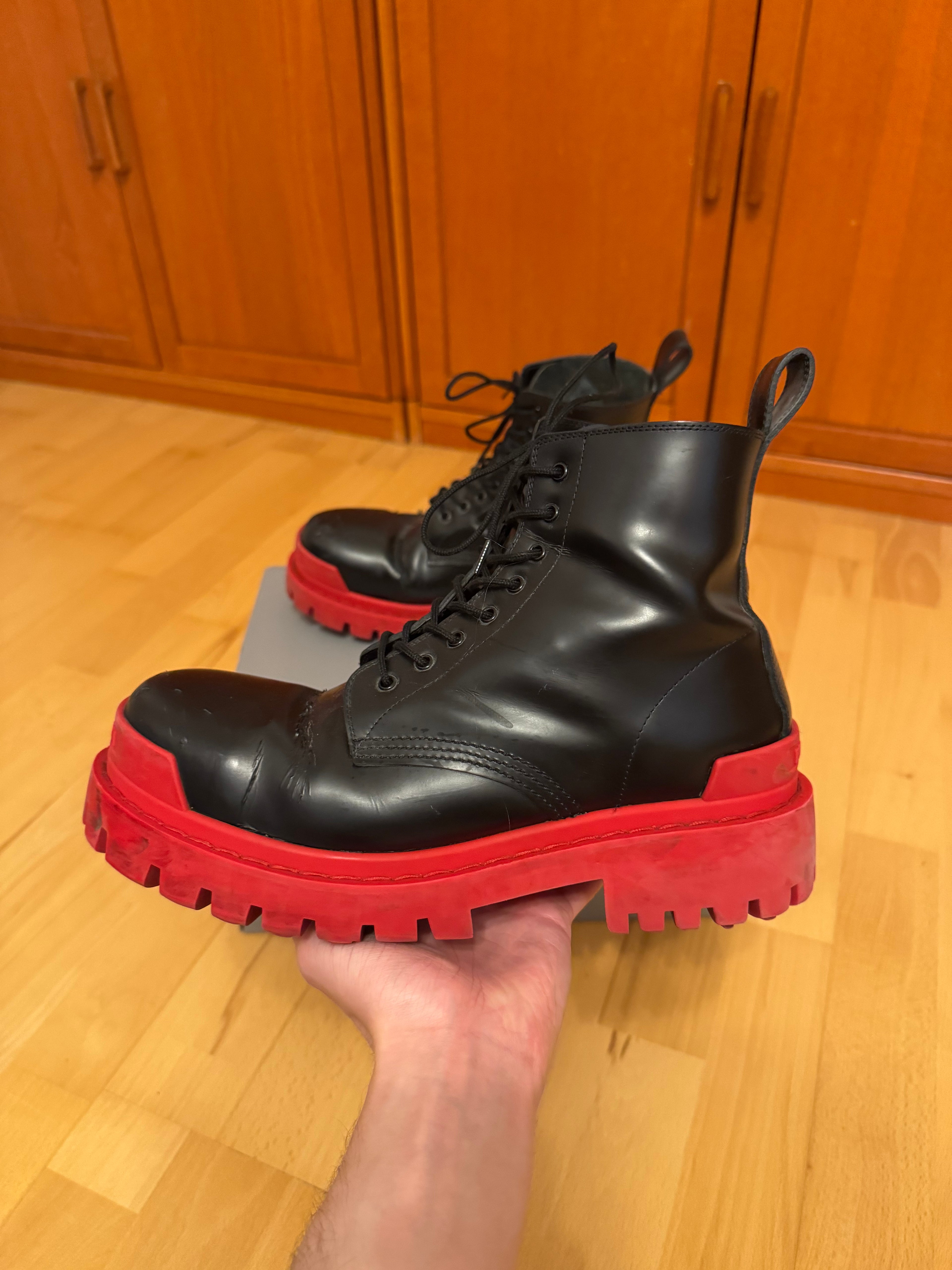Balenciaga Strike Black Red Sole Boots