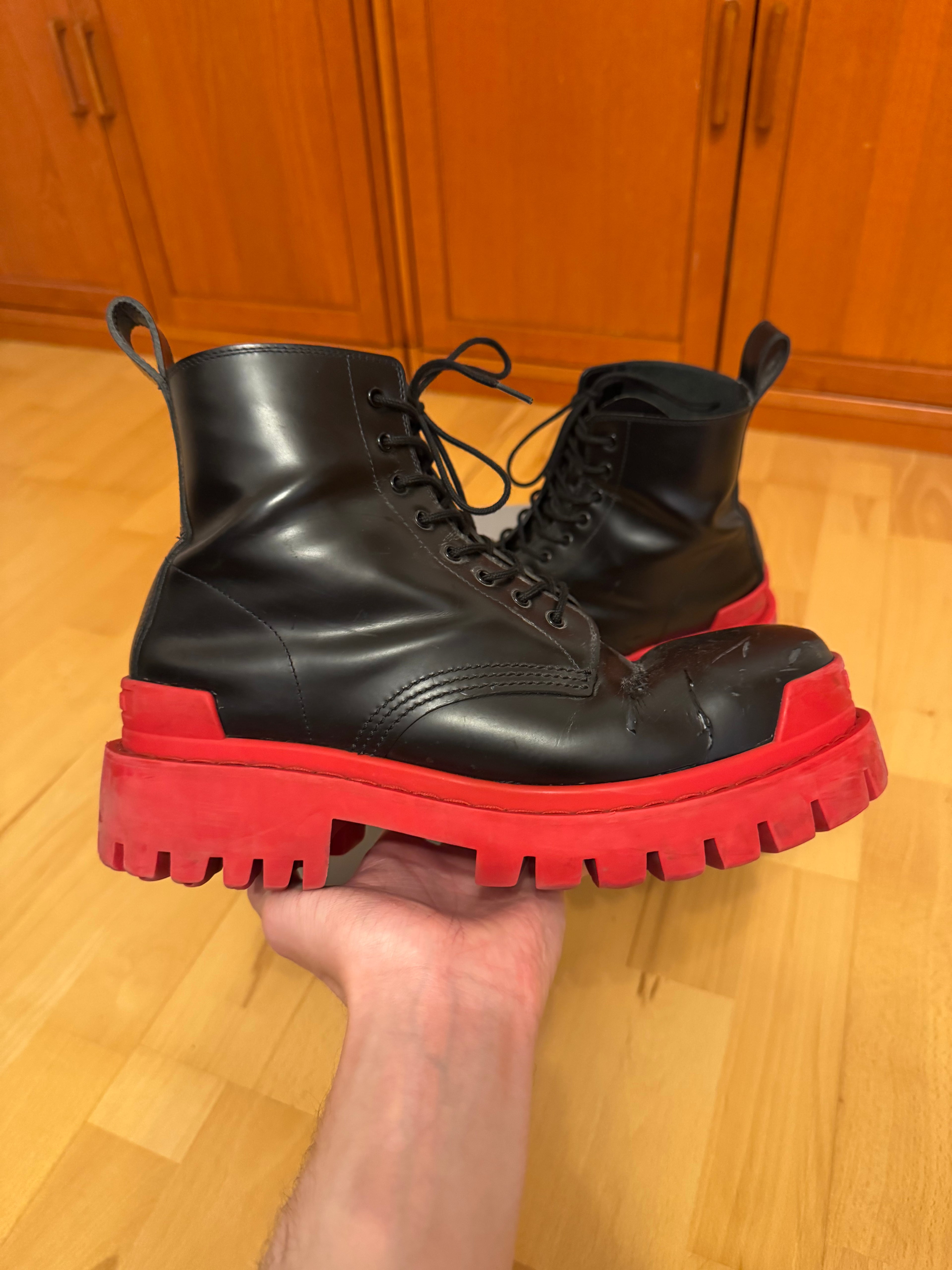 Balenciaga Strike Black Red Sole Boots