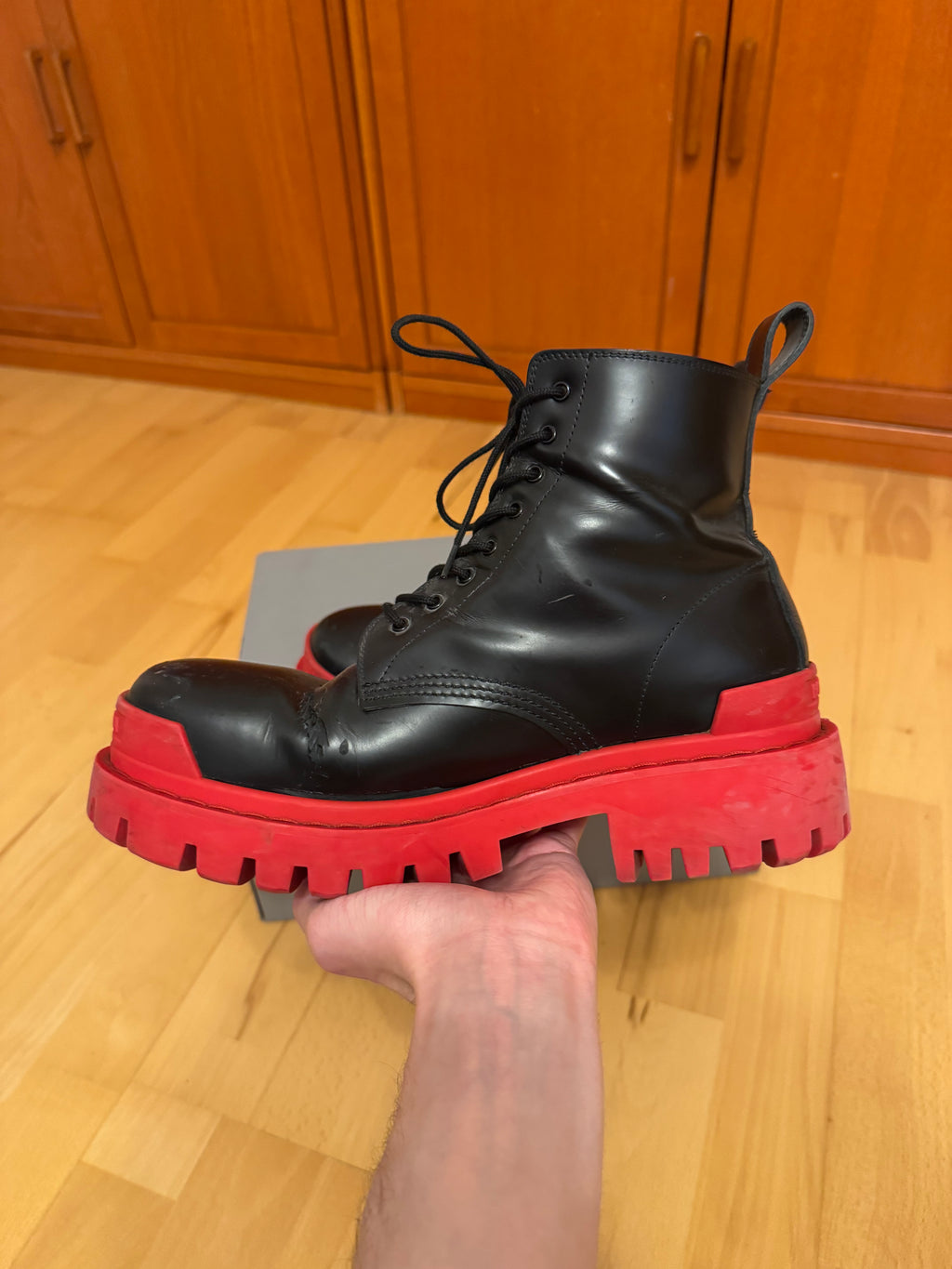 Balenciaga Strike Black Red Sole Boots