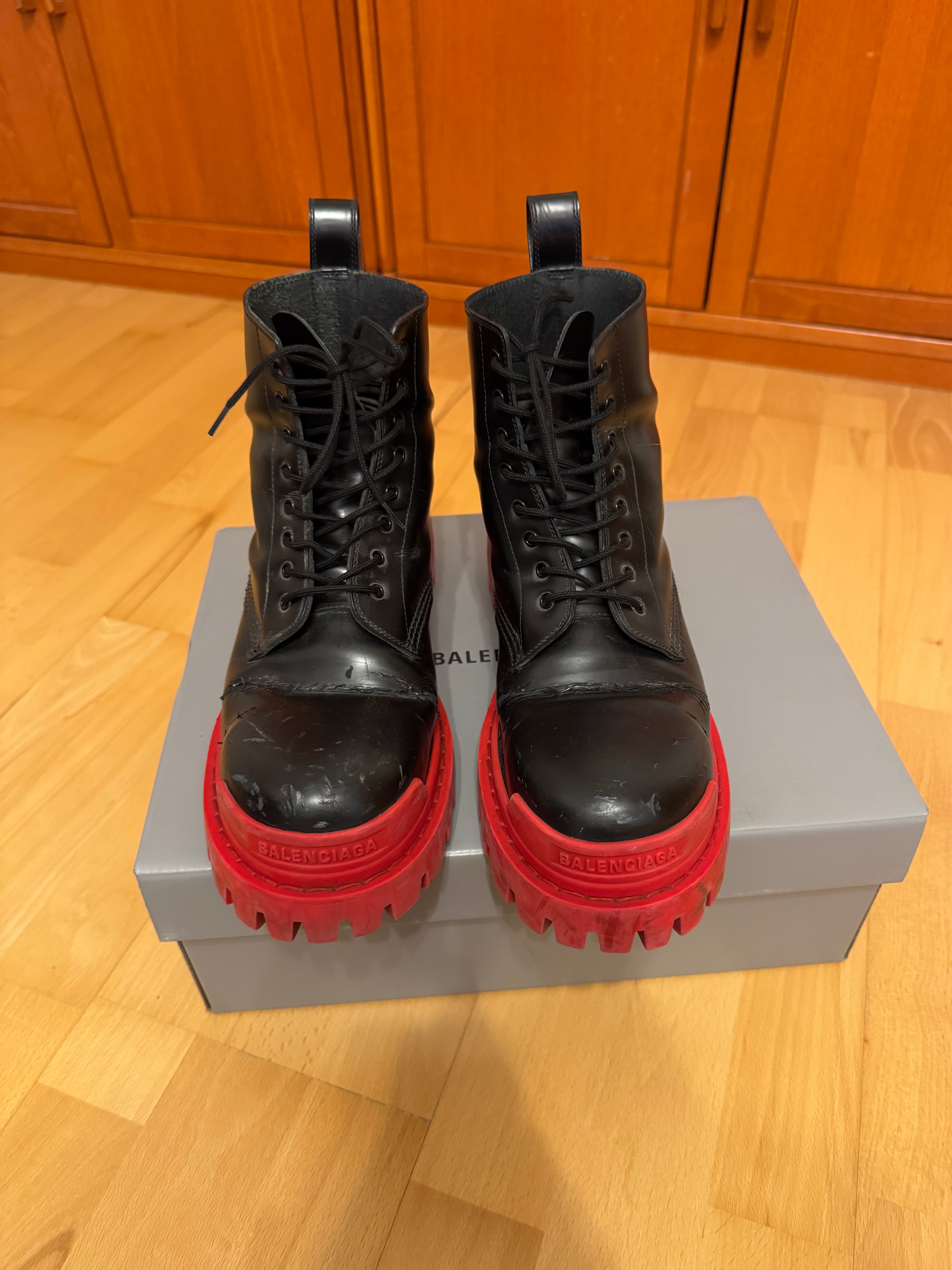 Balenciaga Strike Black Red Sole Boots