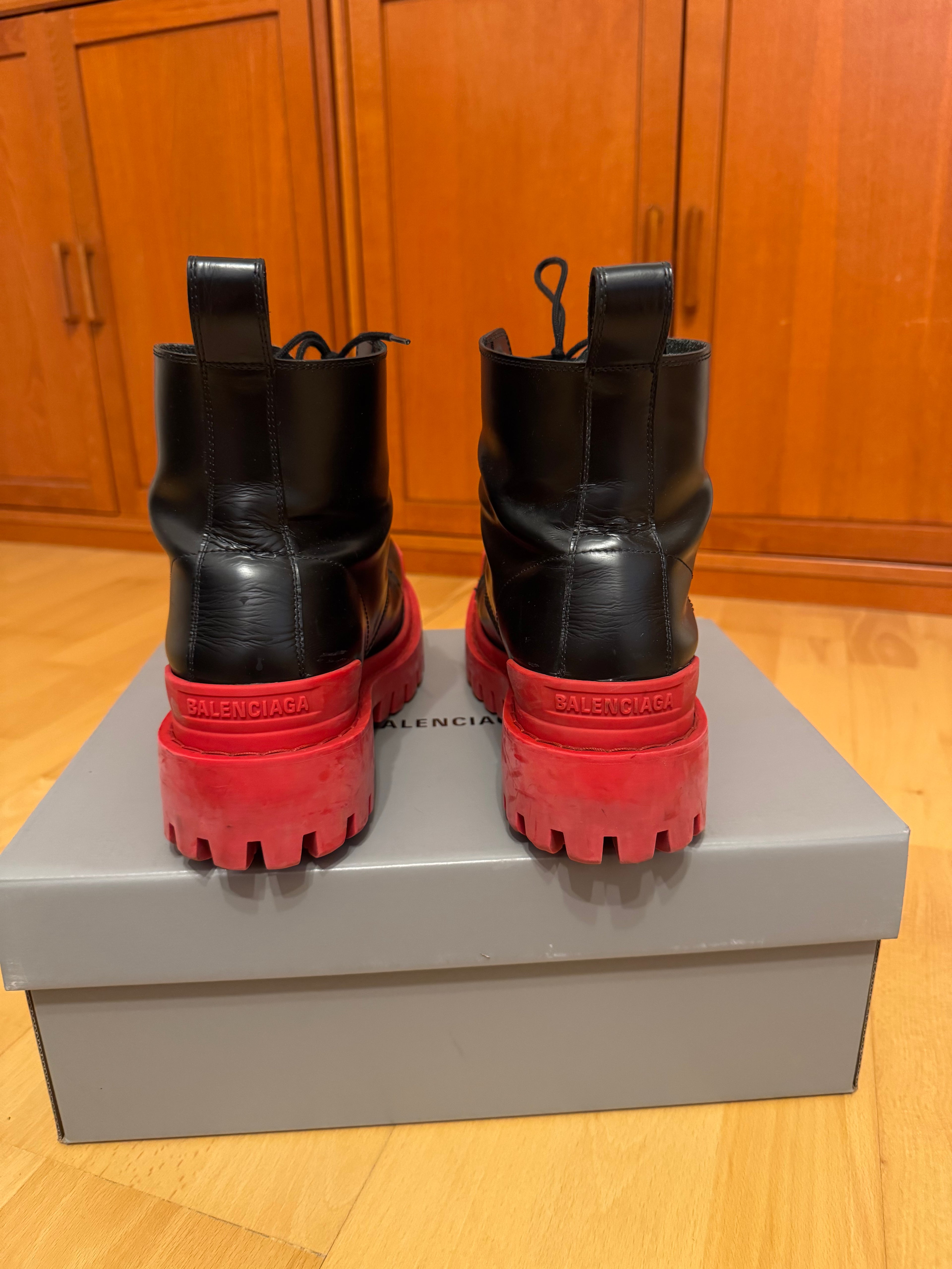 Balenciaga Strike Black Red Sole Boots