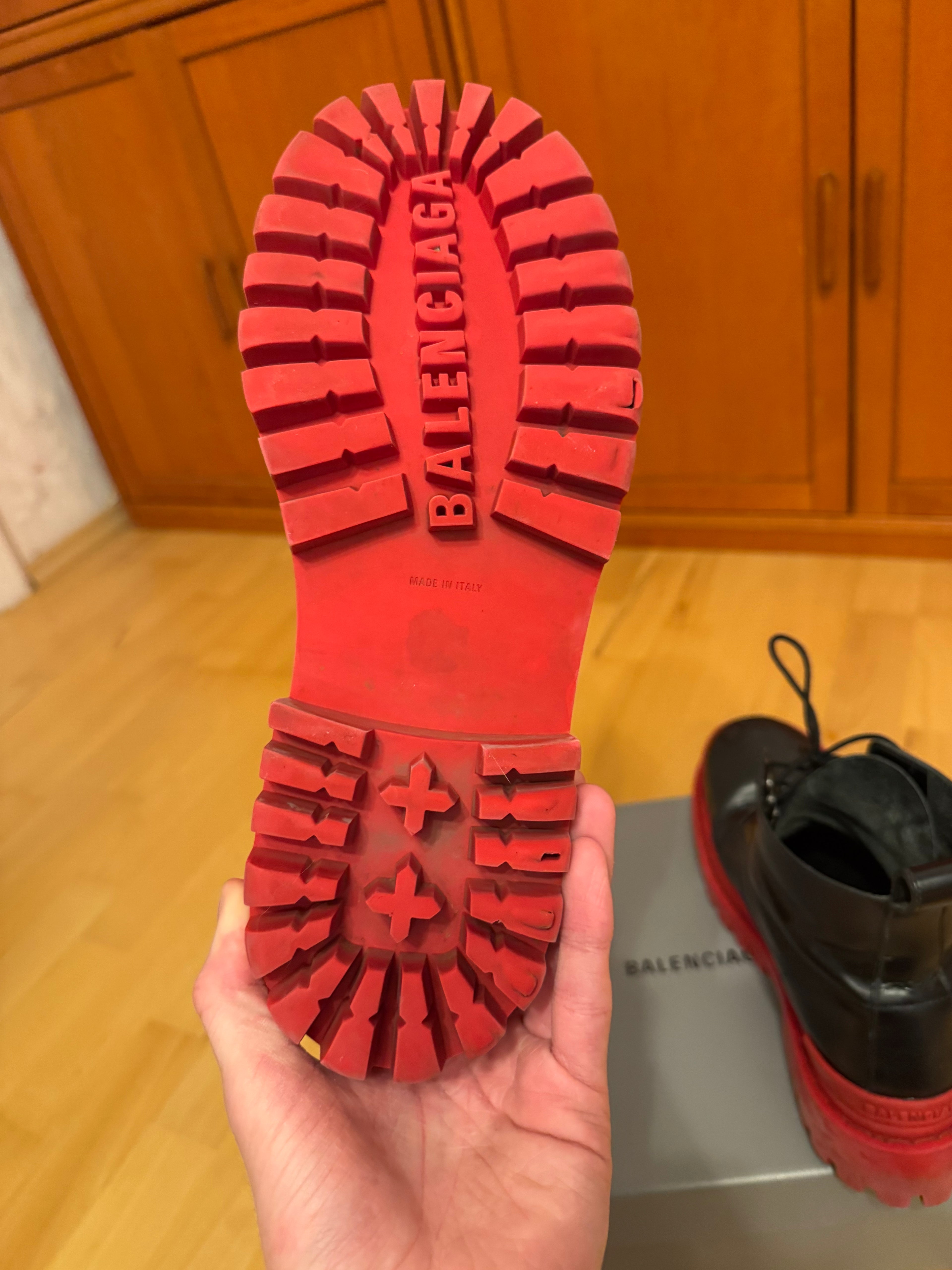 Balenciaga Strike Black Red Sole Boots