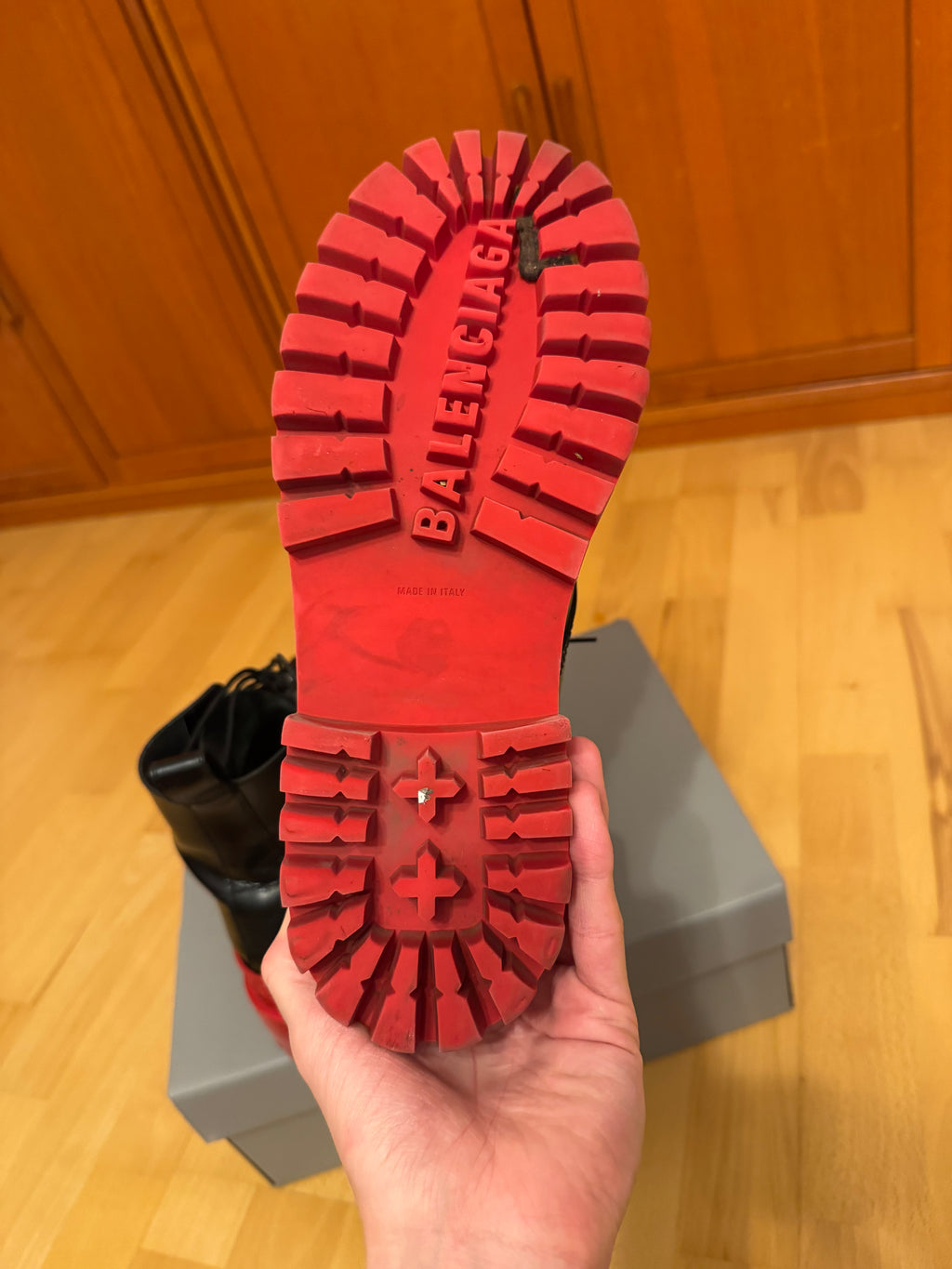 Balenciaga Strike Black Red Sole Boots
