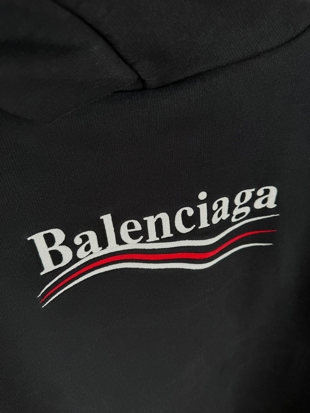 Balenciaga Political Embroidered Hoodie Black