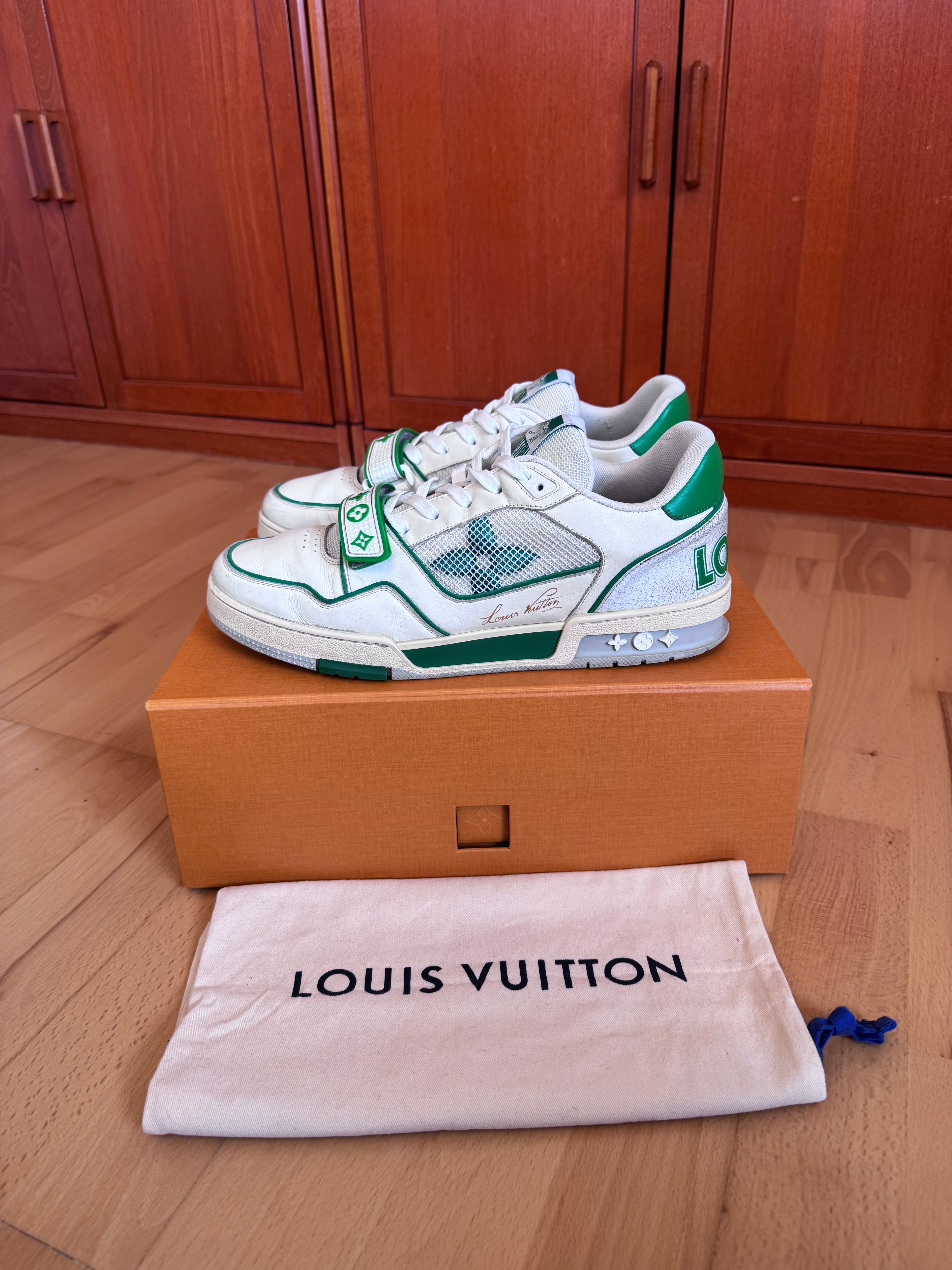 Louis Vuitton LV Trainer White/Green Velcro Strap