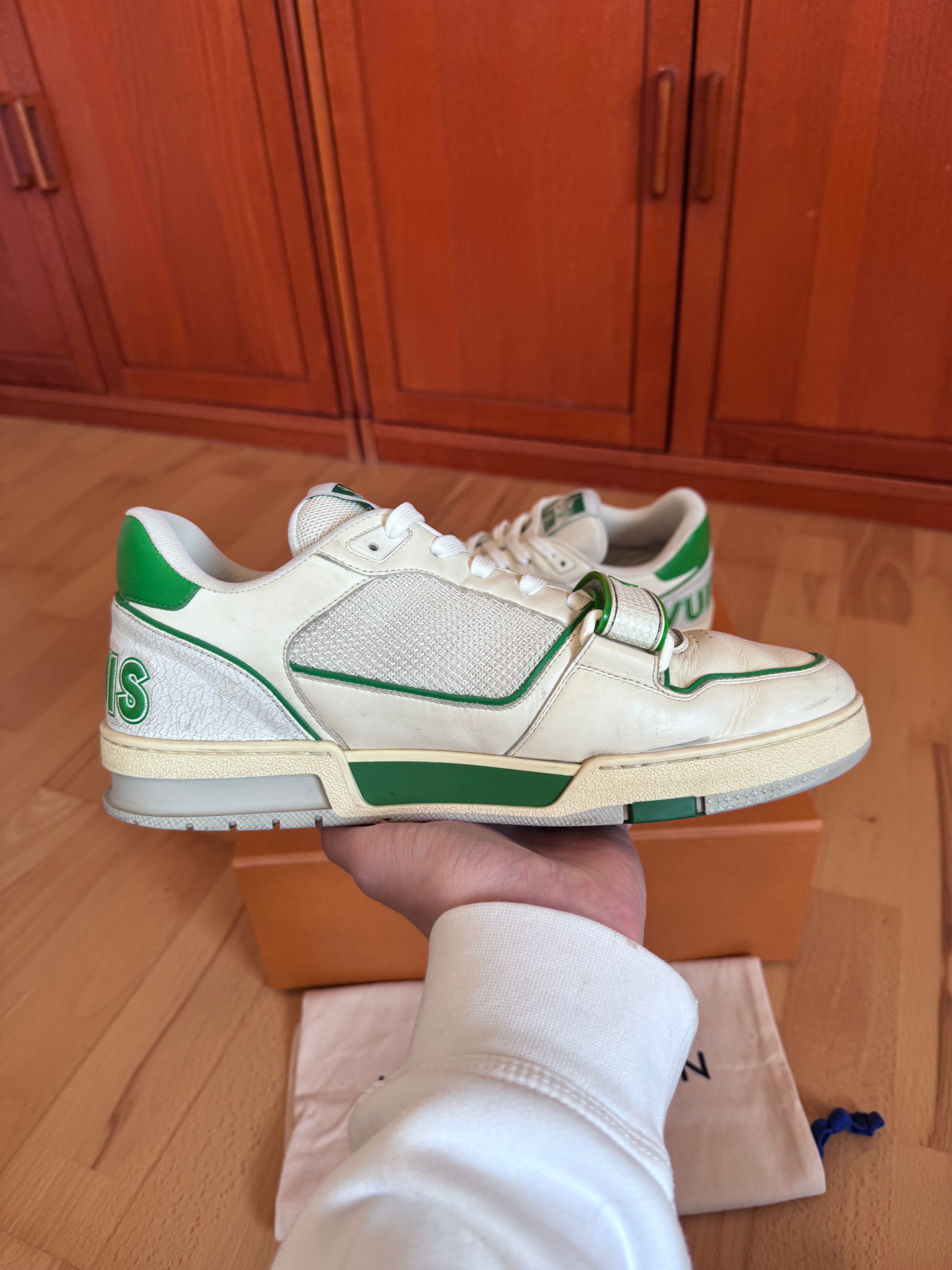 Louis Vuitton LV Trainer White/Green Velcro Strap