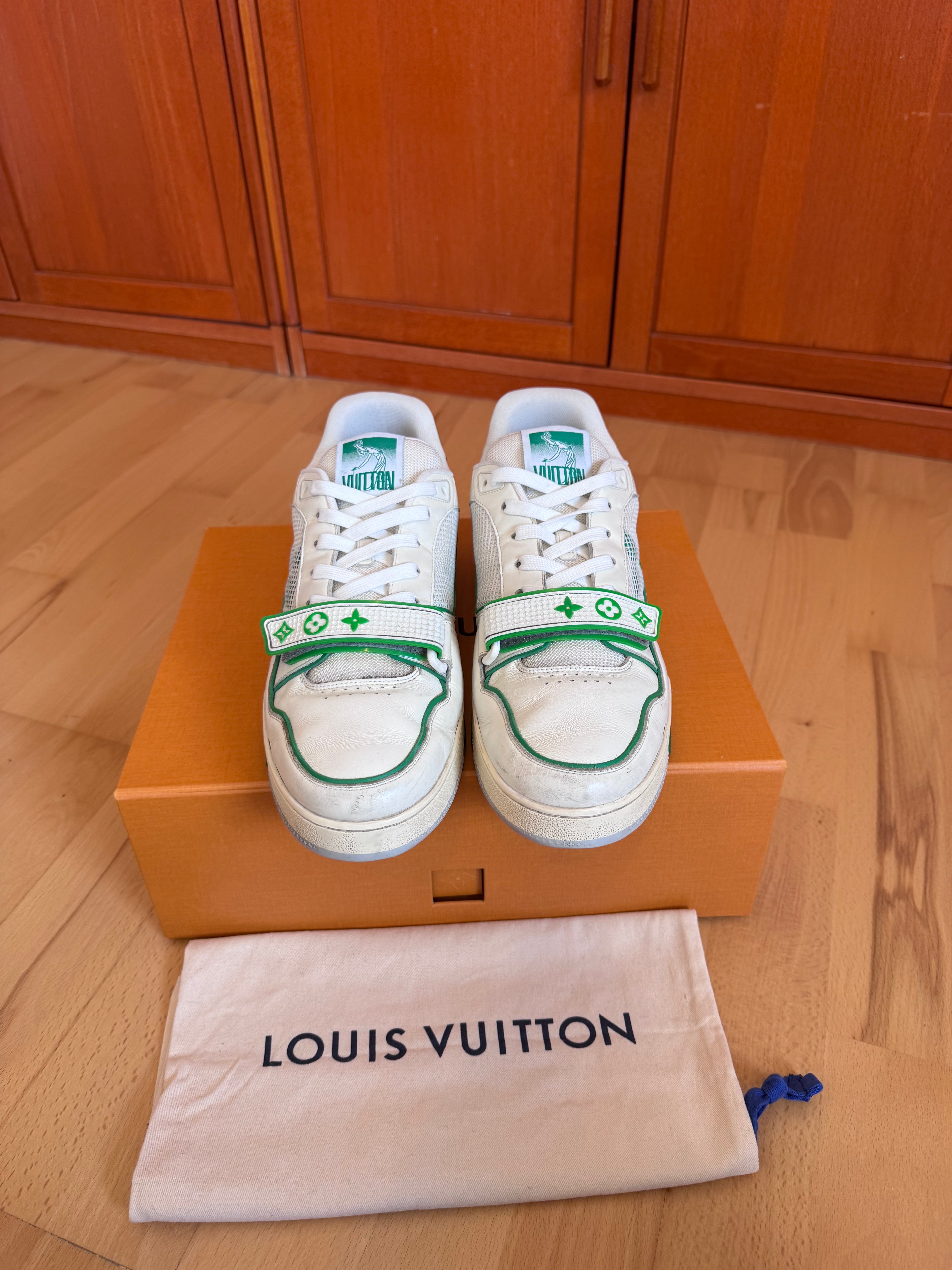 Louis Vuitton LV Trainer White/Green Velcro Strap