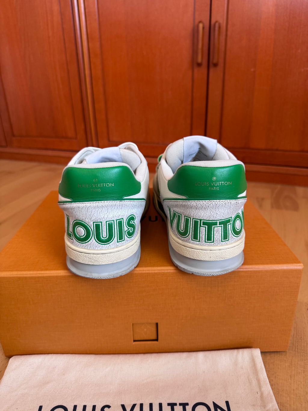 Louis Vuitton LV Trainer White/Green Velcro Strap