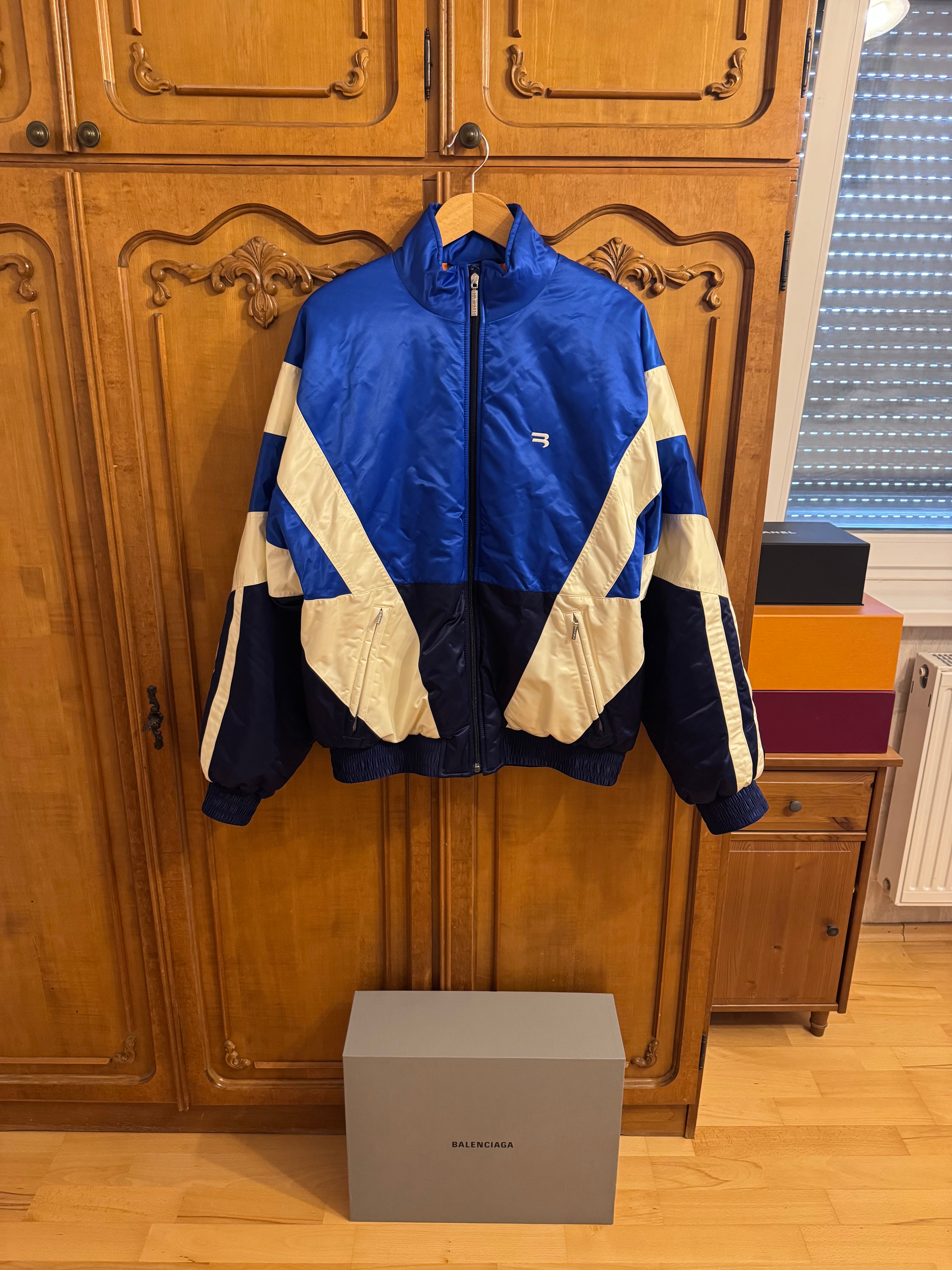 Balenciaga Padded Tracksuit Bomber Jacket Blue/White