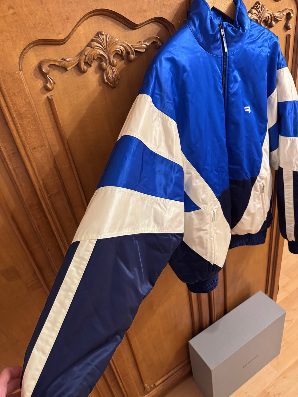 Balenciaga Padded Tracksuit Bomber Jacket Blue/White