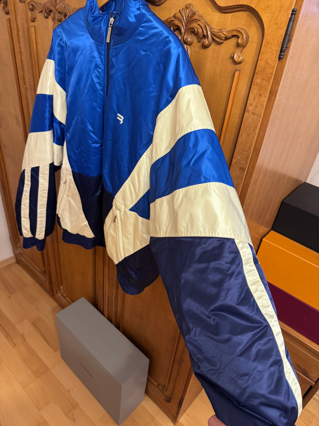 Balenciaga Padded Tracksuit Bomber Jacket Blue/White