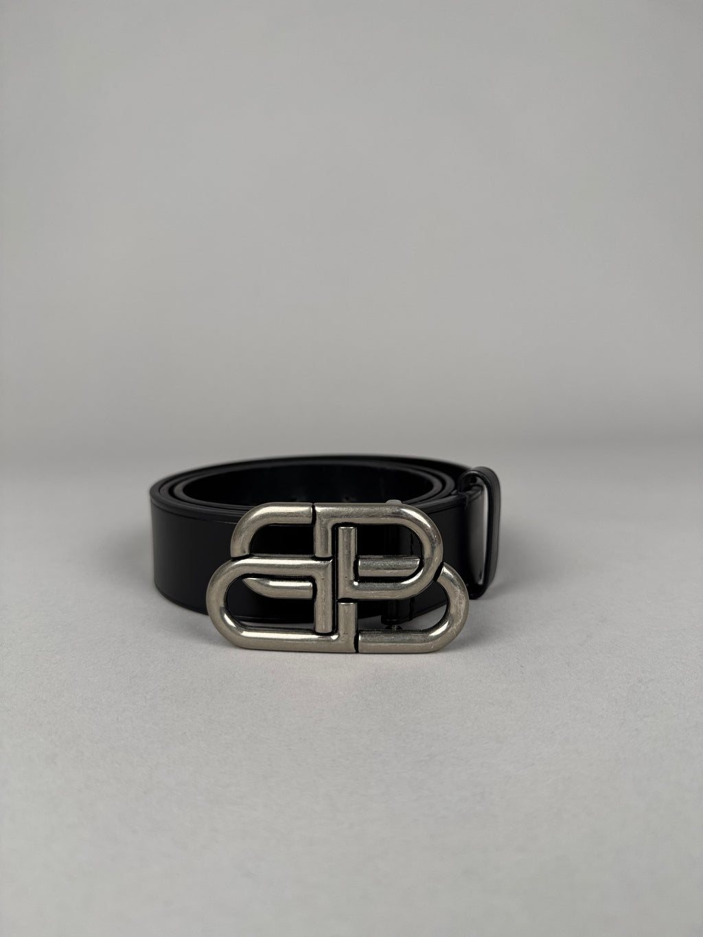 Balenciaga BB Black Belt Silver Buckle