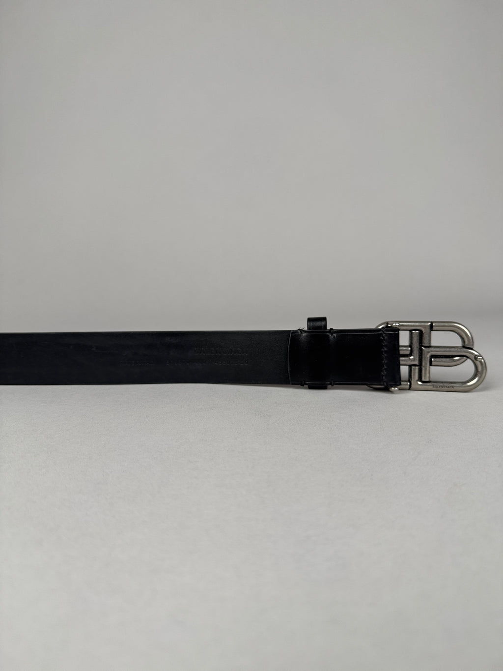 Balenciaga BB Black Belt Silver Buckle