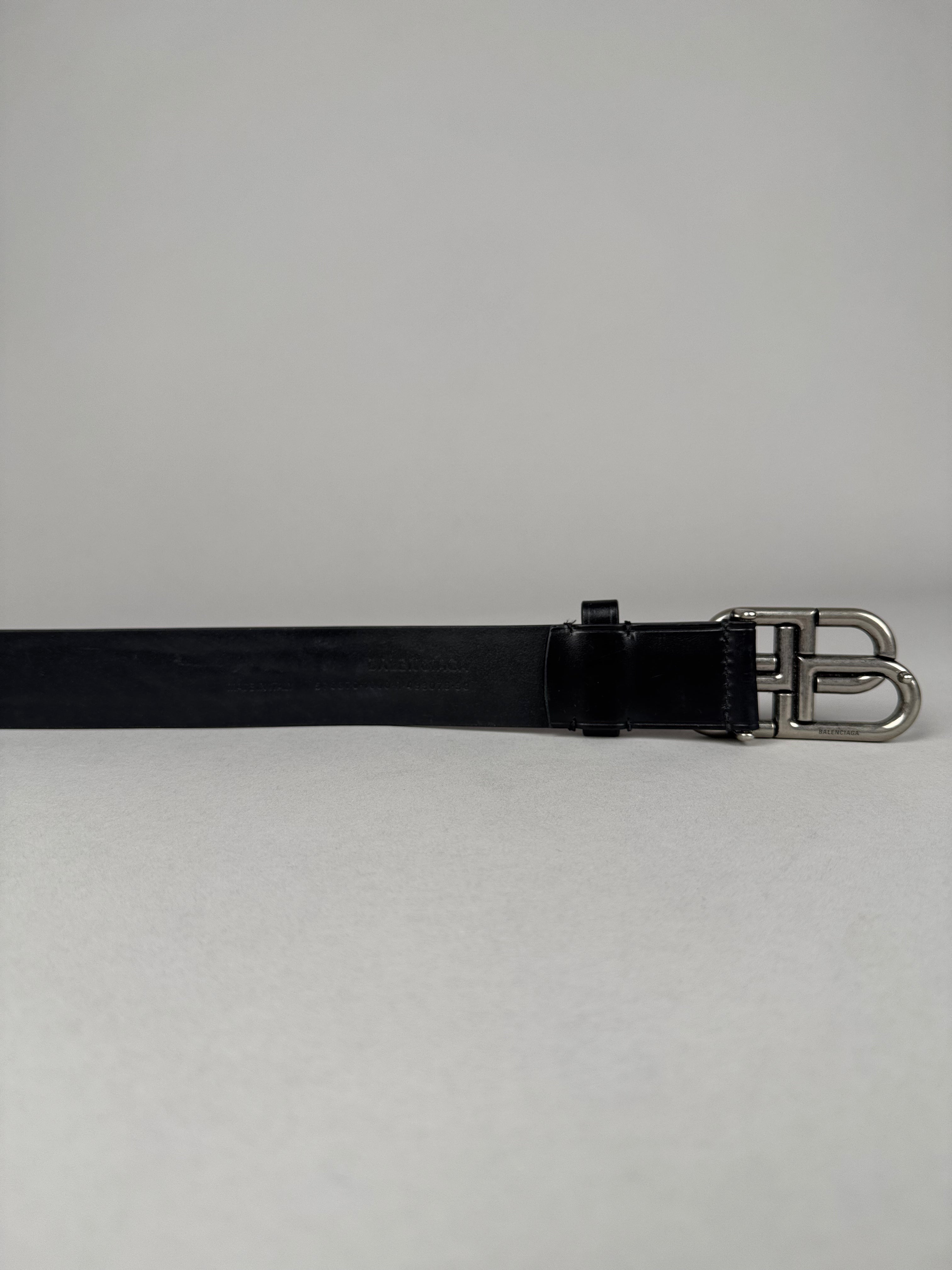 Balenciaga BB Black Belt Silver Buckle