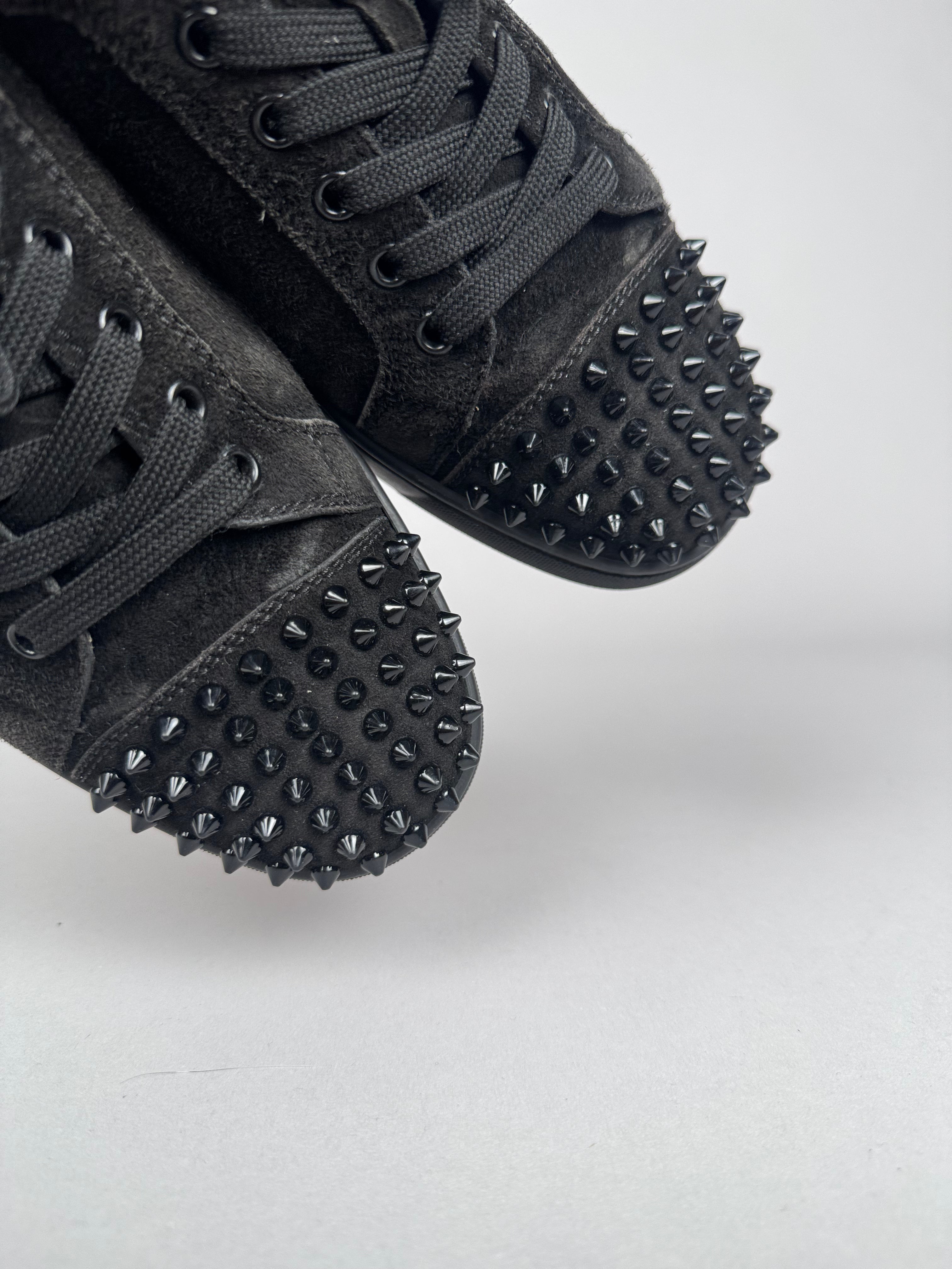 Christian Louboutin Louis Junior Spikes Suede Black