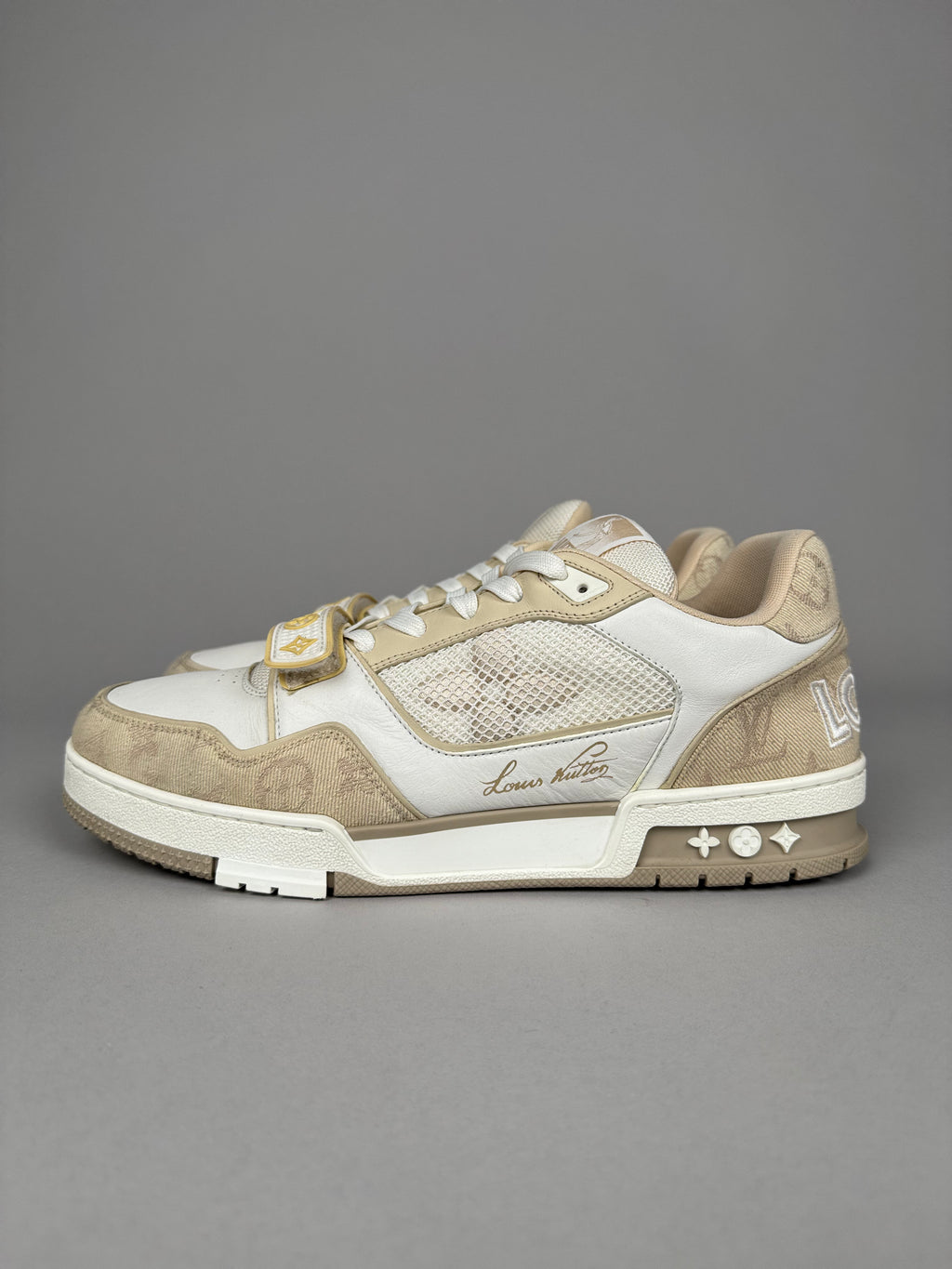Louis Vuitton LV Trainer Velcro Strap Beige Denim