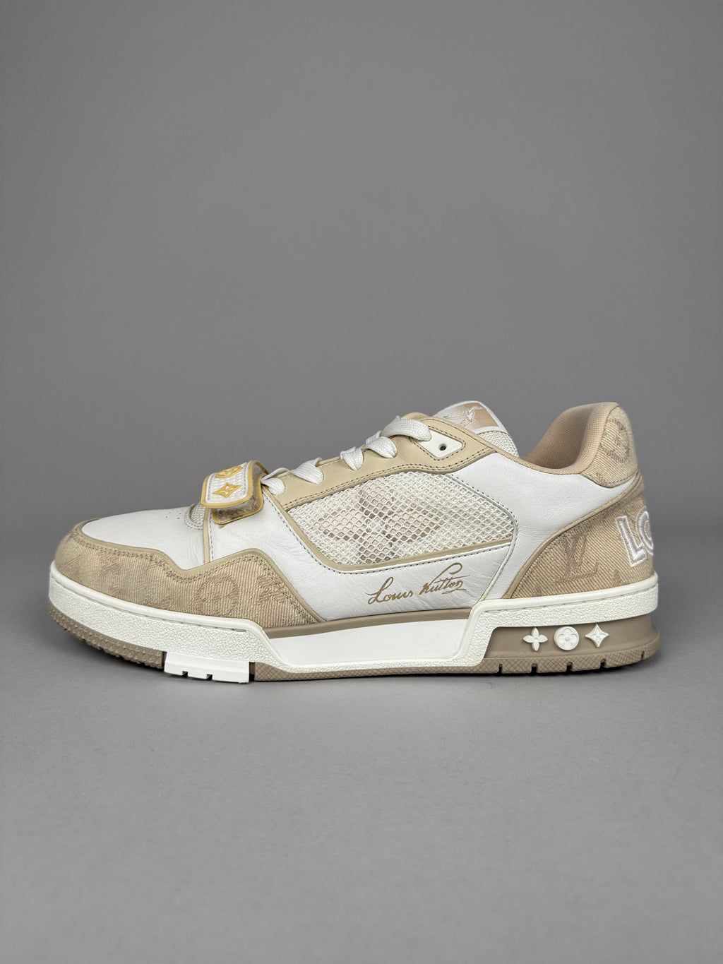 Louis Vuitton LV Trainer Velcro Strap Beige Denim