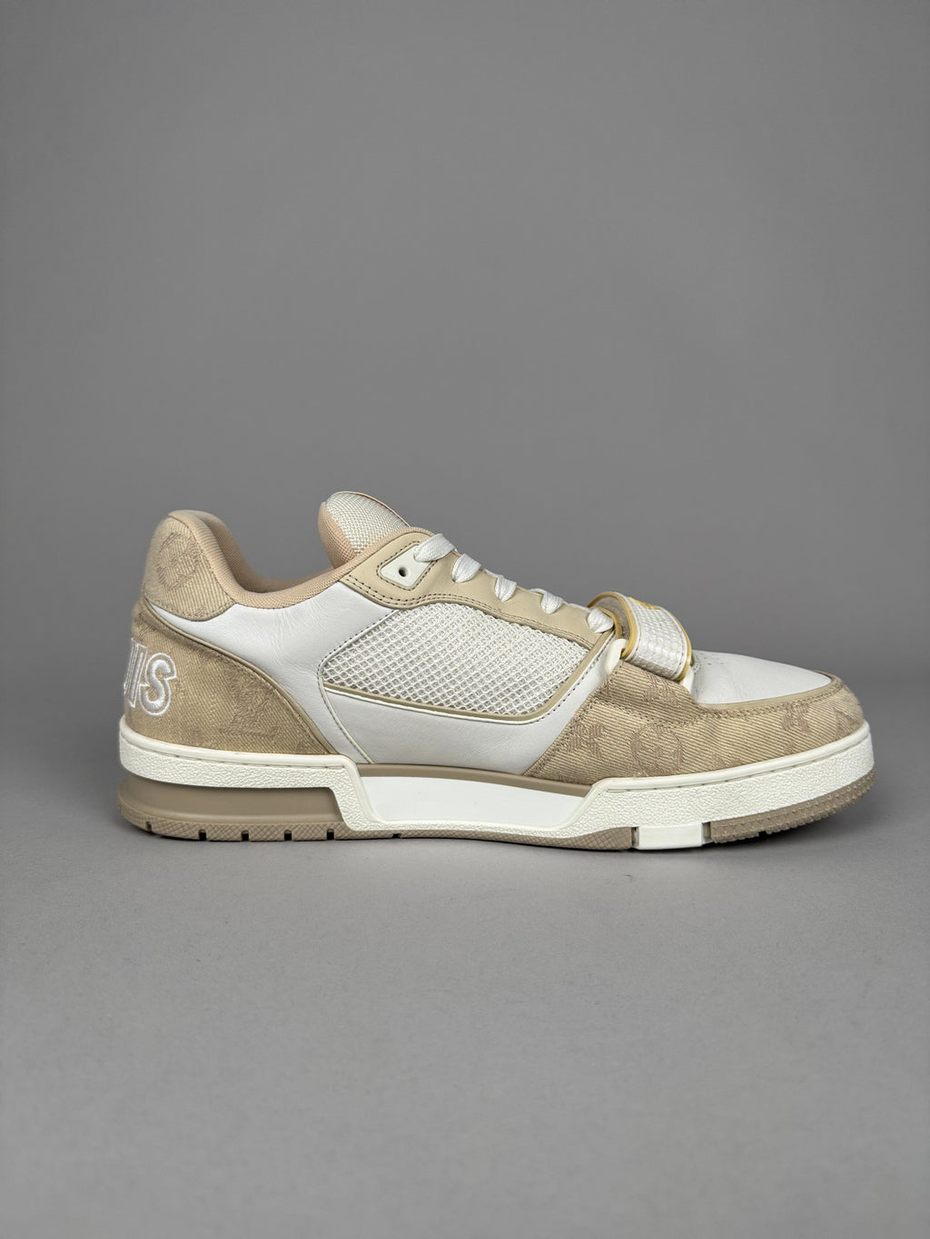 Louis Vuitton LV Trainer Velcro Strap Beige Denim