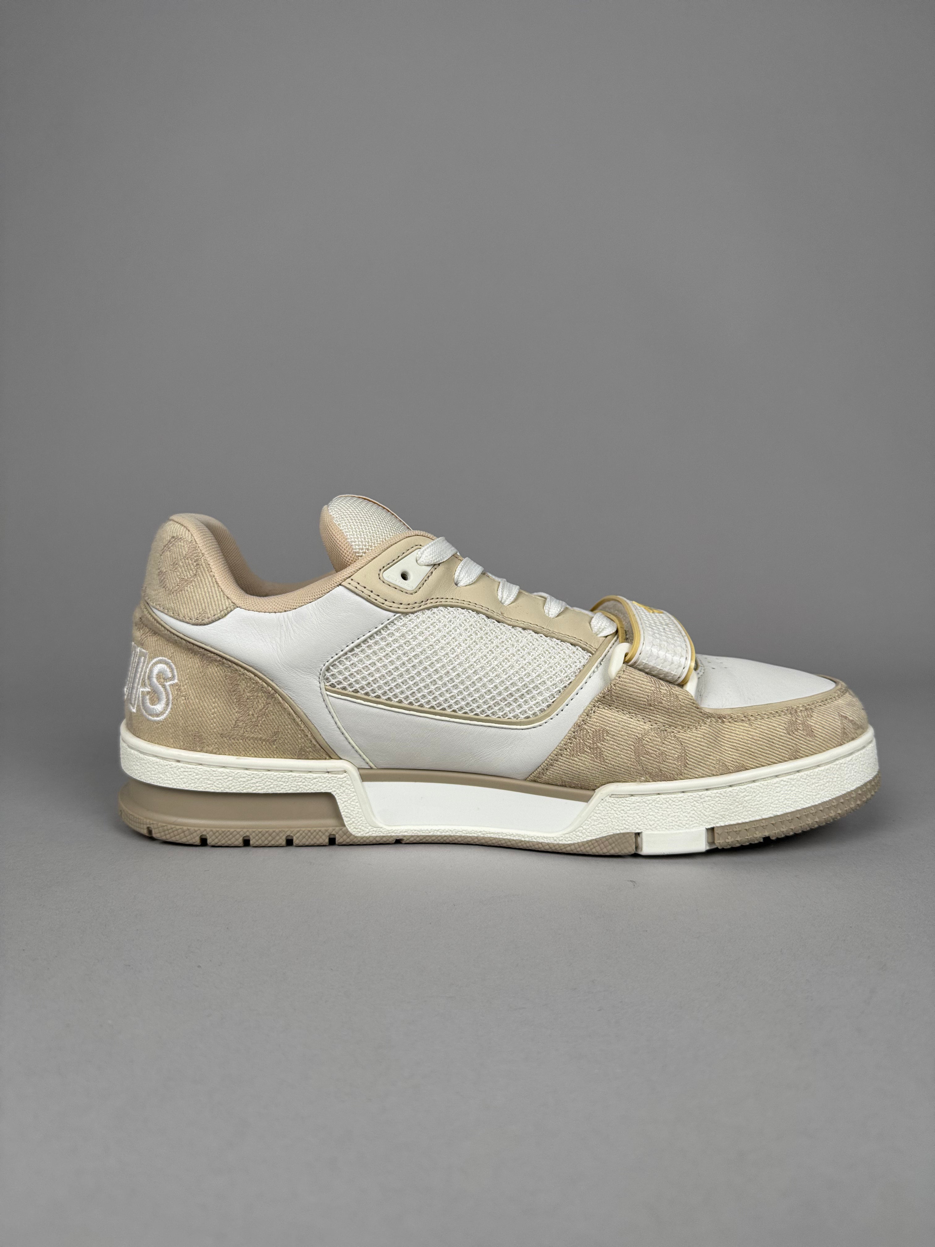 Louis Vuitton LV Trainer Velcro Strap Beige Denim