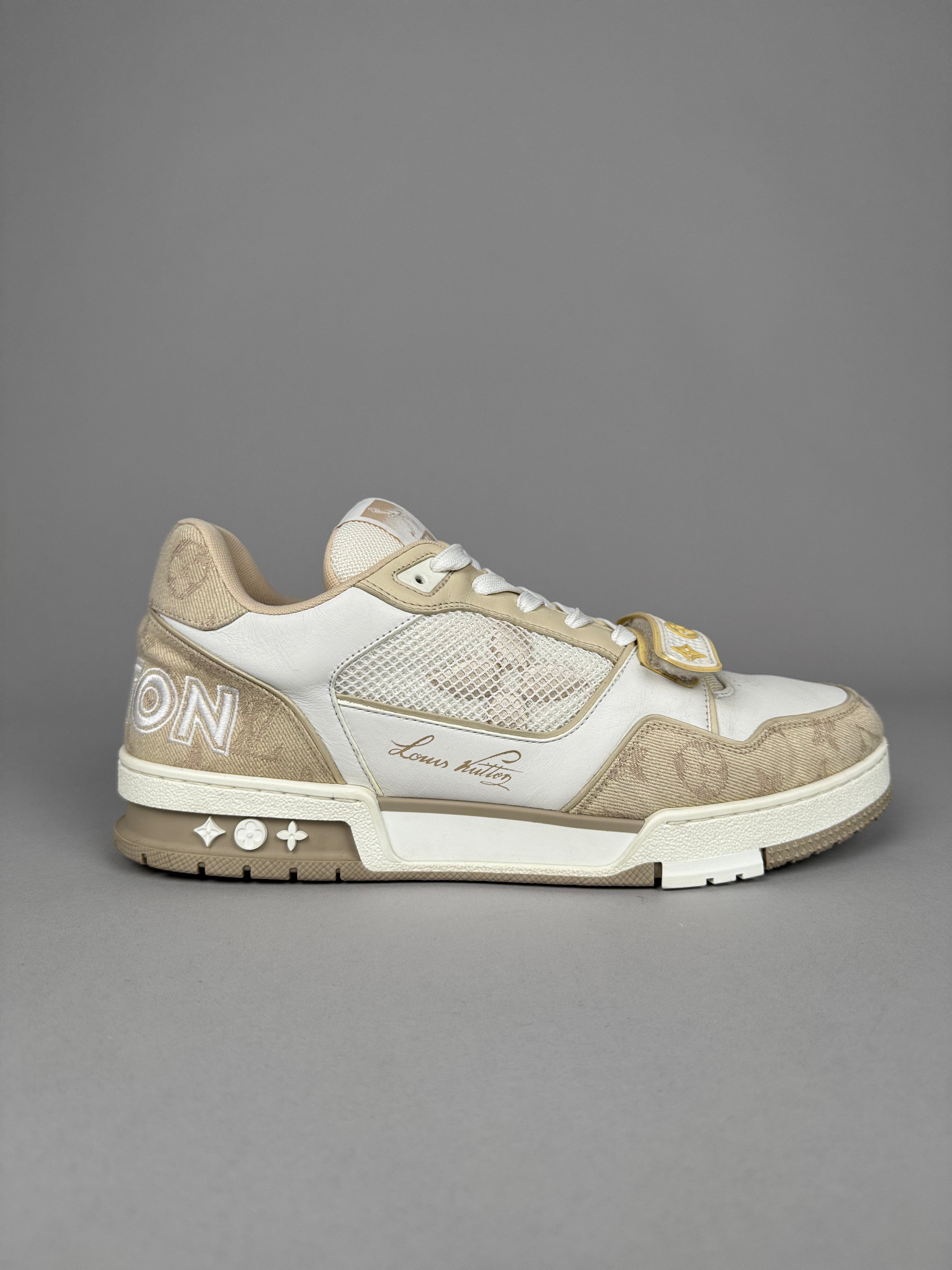 Louis Vuitton LV Trainer Velcro Strap Beige Denim