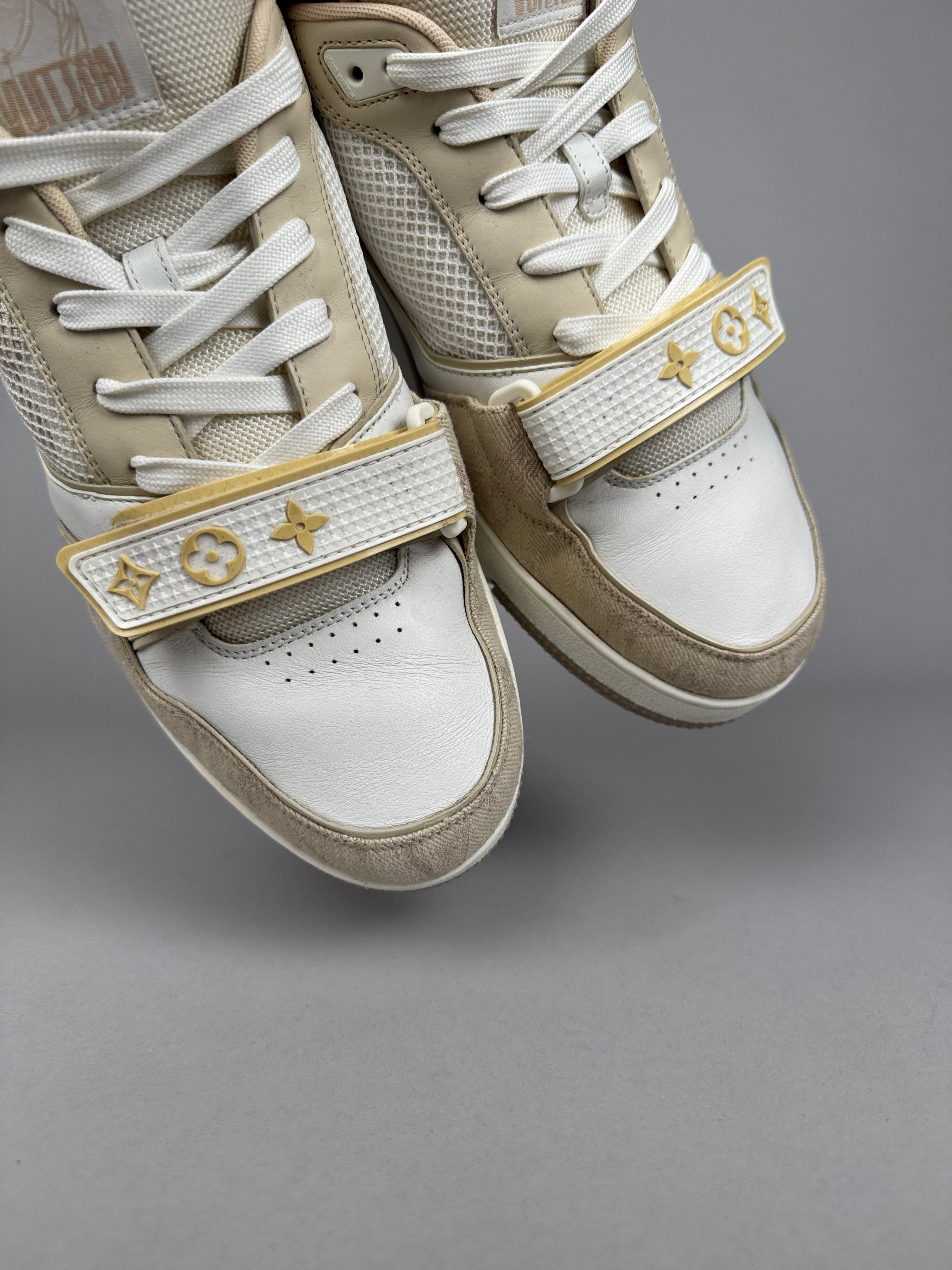 Louis Vuitton LV Trainer Velcro Strap Beige Denim