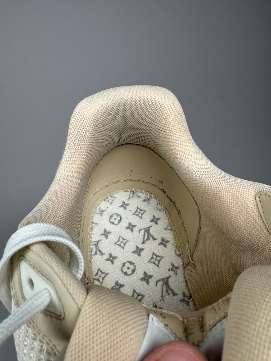 Louis Vuitton LV Trainer Velcro Strap Beige Denim