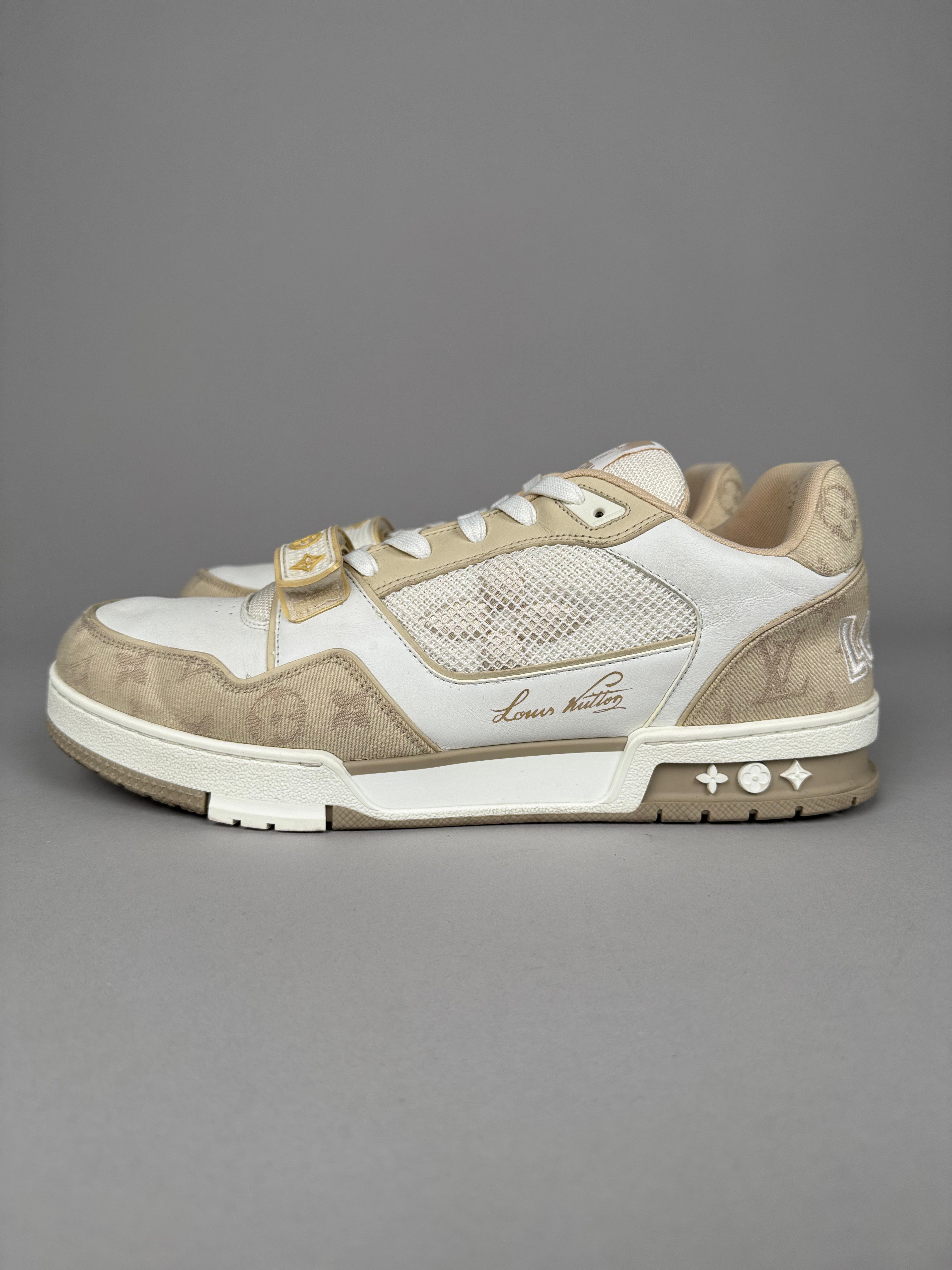 Louis Vuitton LV Trainer Velcro Strap Beige Denim