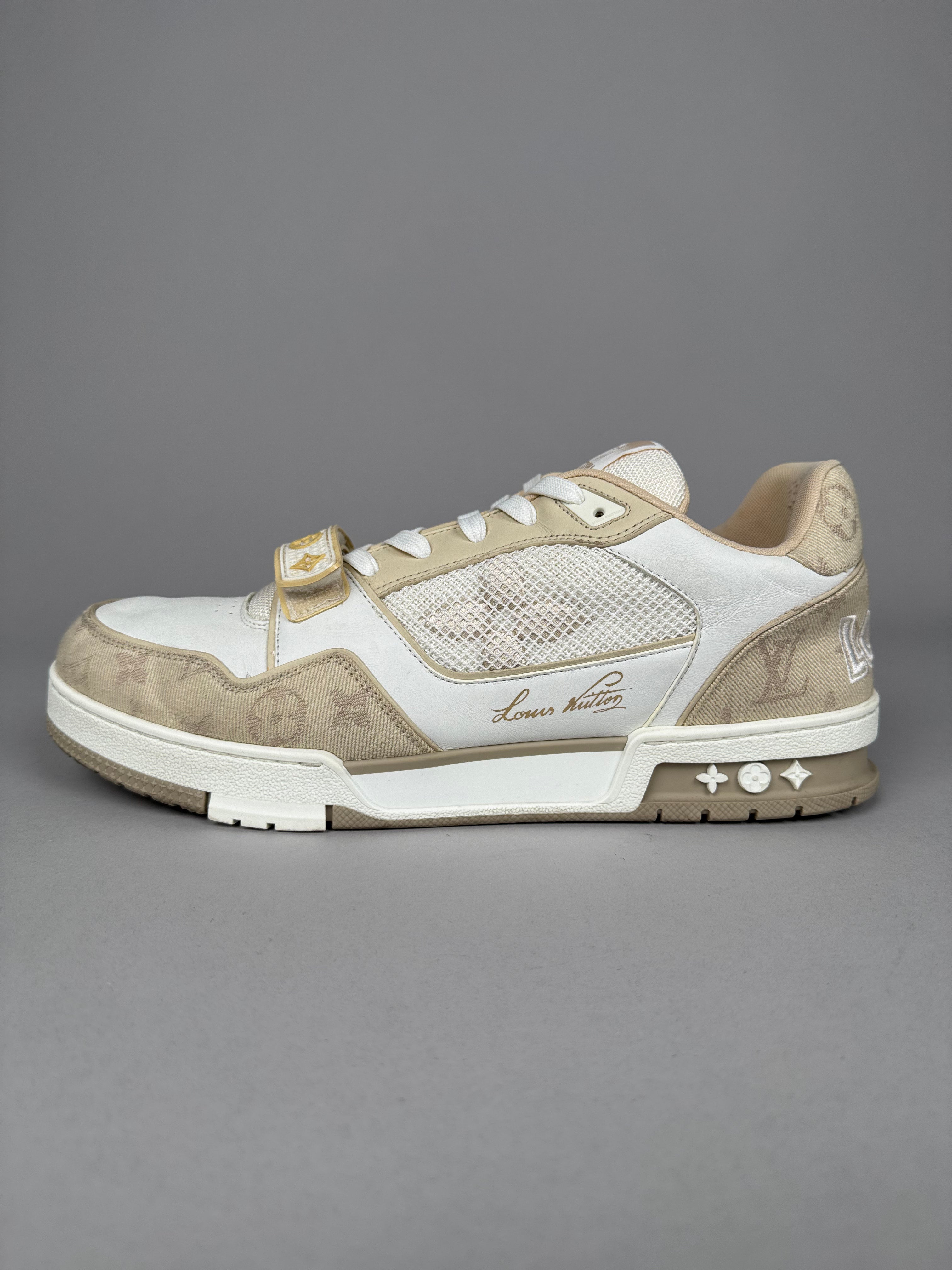 Louis Vuitton LV Trainer Velcro Strap Beige Denim
