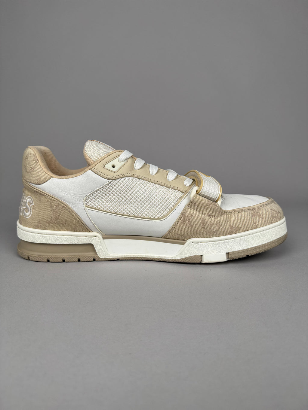 Louis Vuitton LV Trainer Velcro Strap Beige Denim