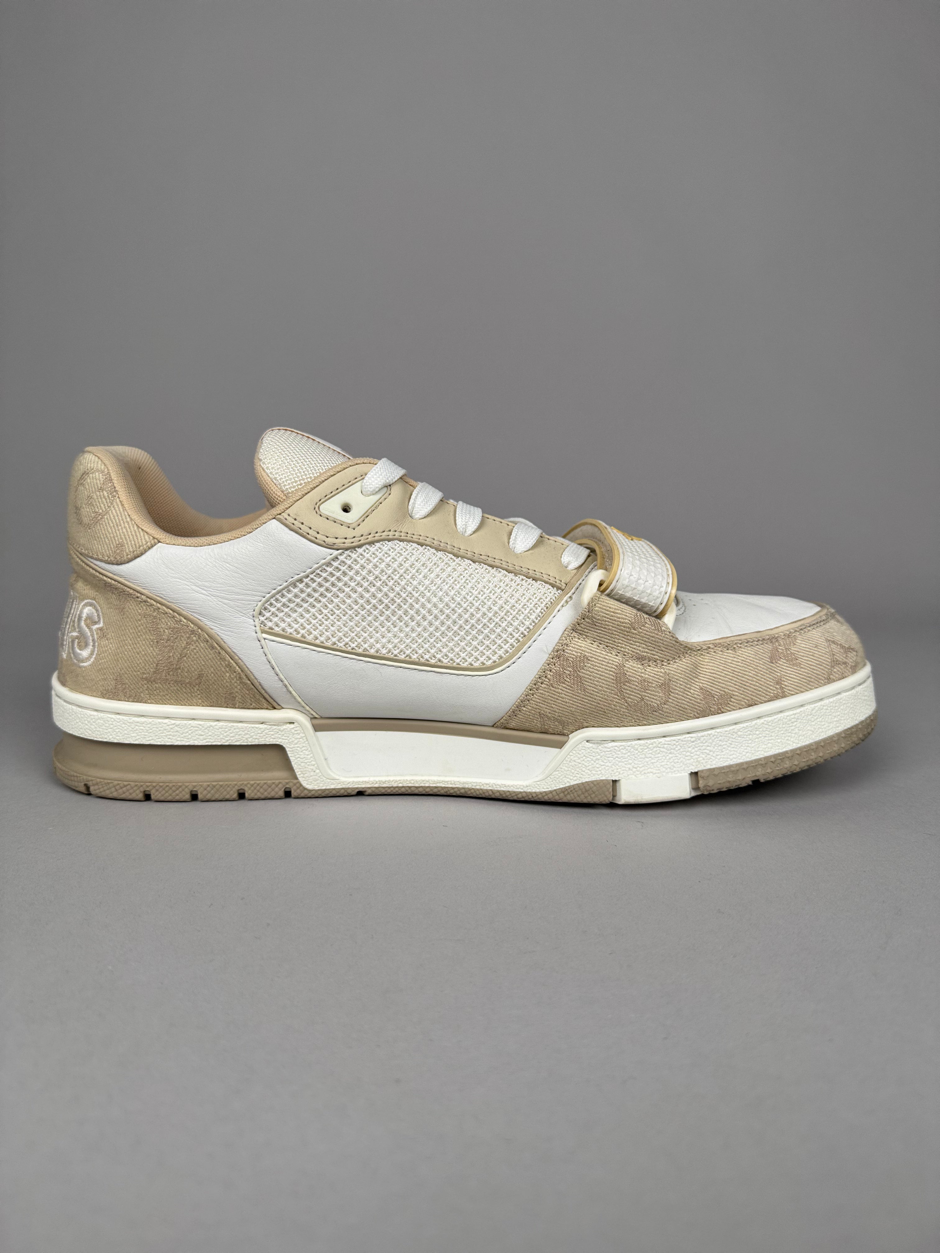 Louis Vuitton LV Trainer Velcro Strap Beige Denim