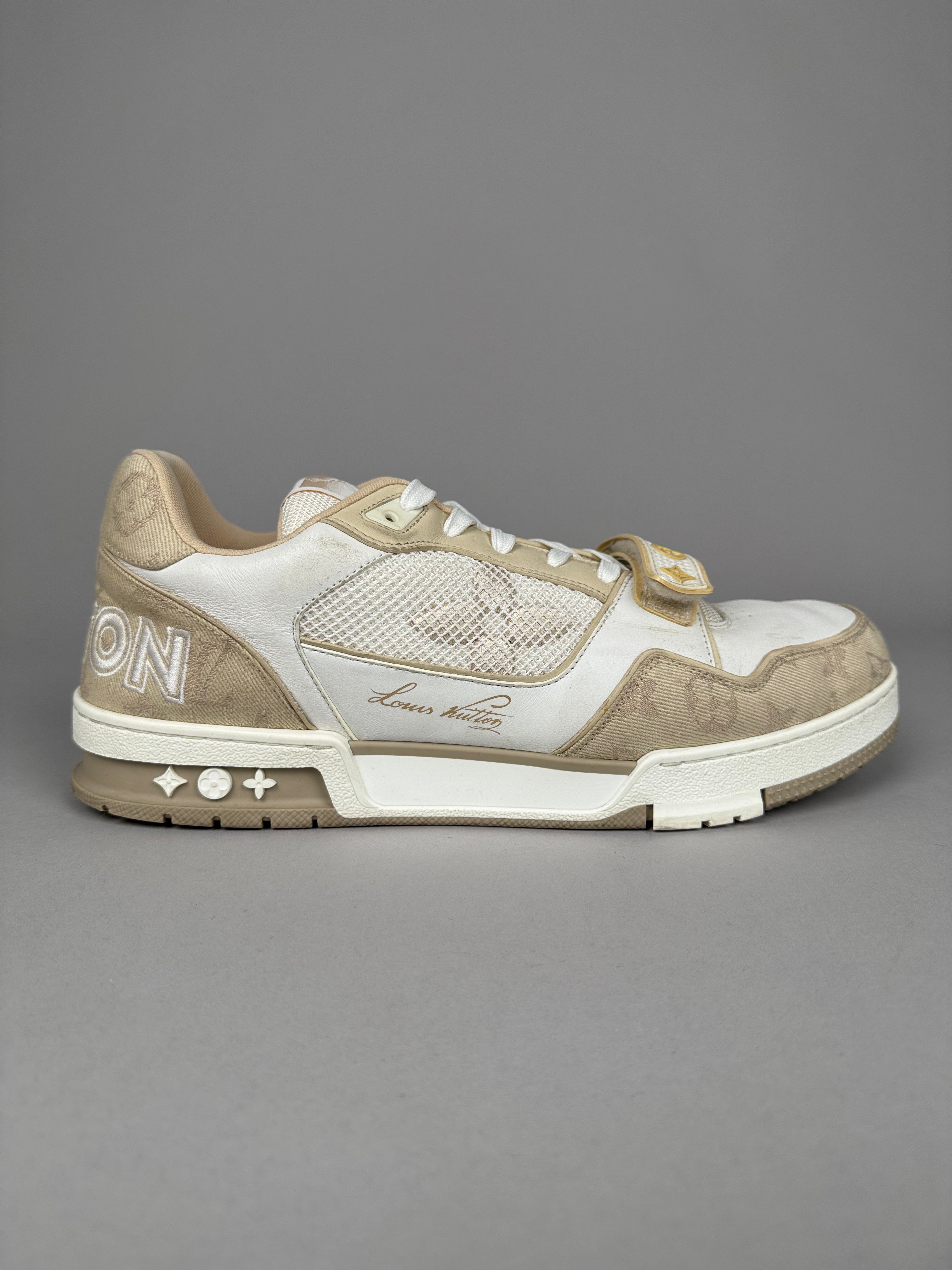 Louis Vuitton LV Trainer Velcro Strap Beige Denim