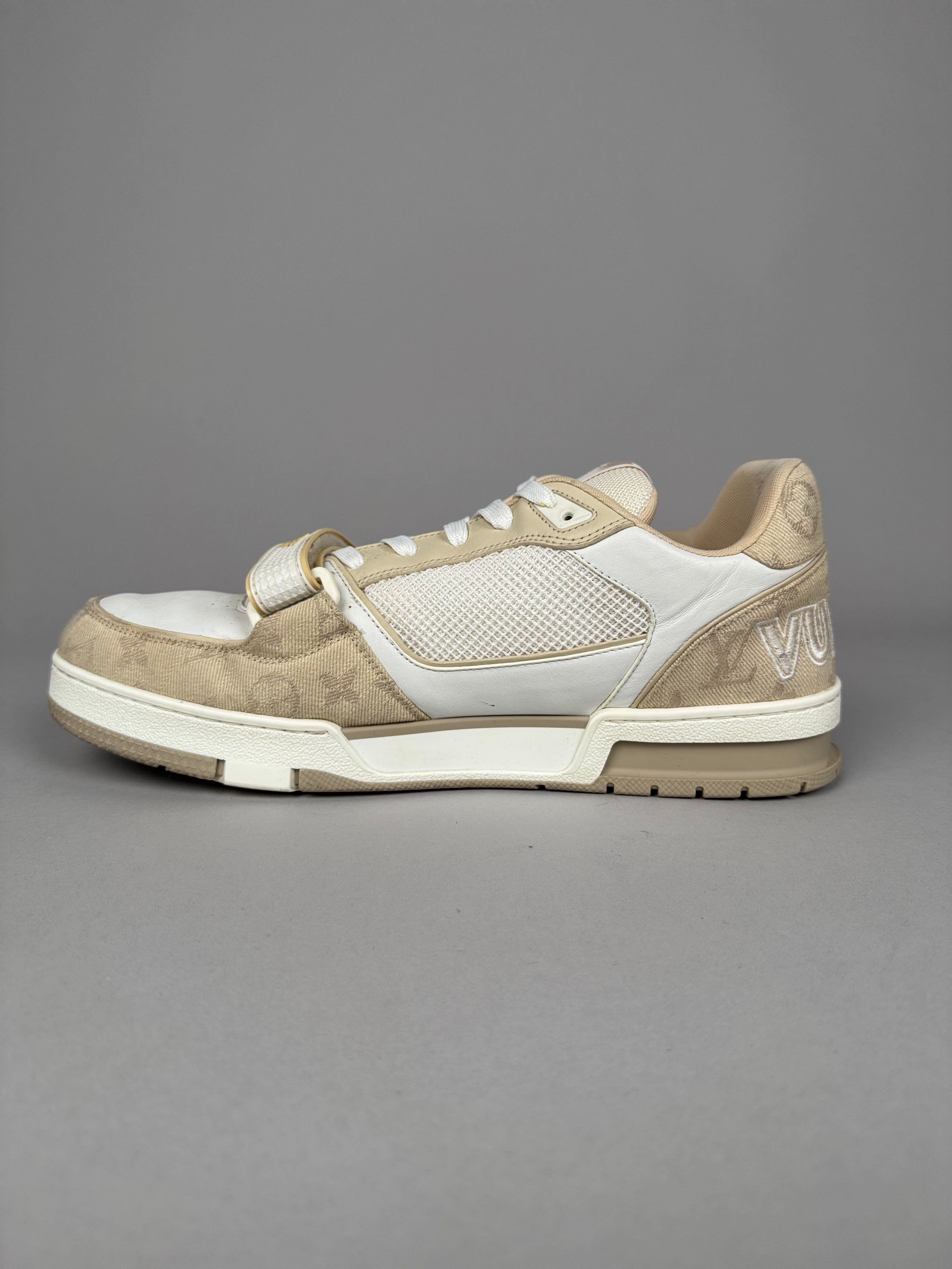 Louis Vuitton LV Trainer Velcro Strap Beige Denim