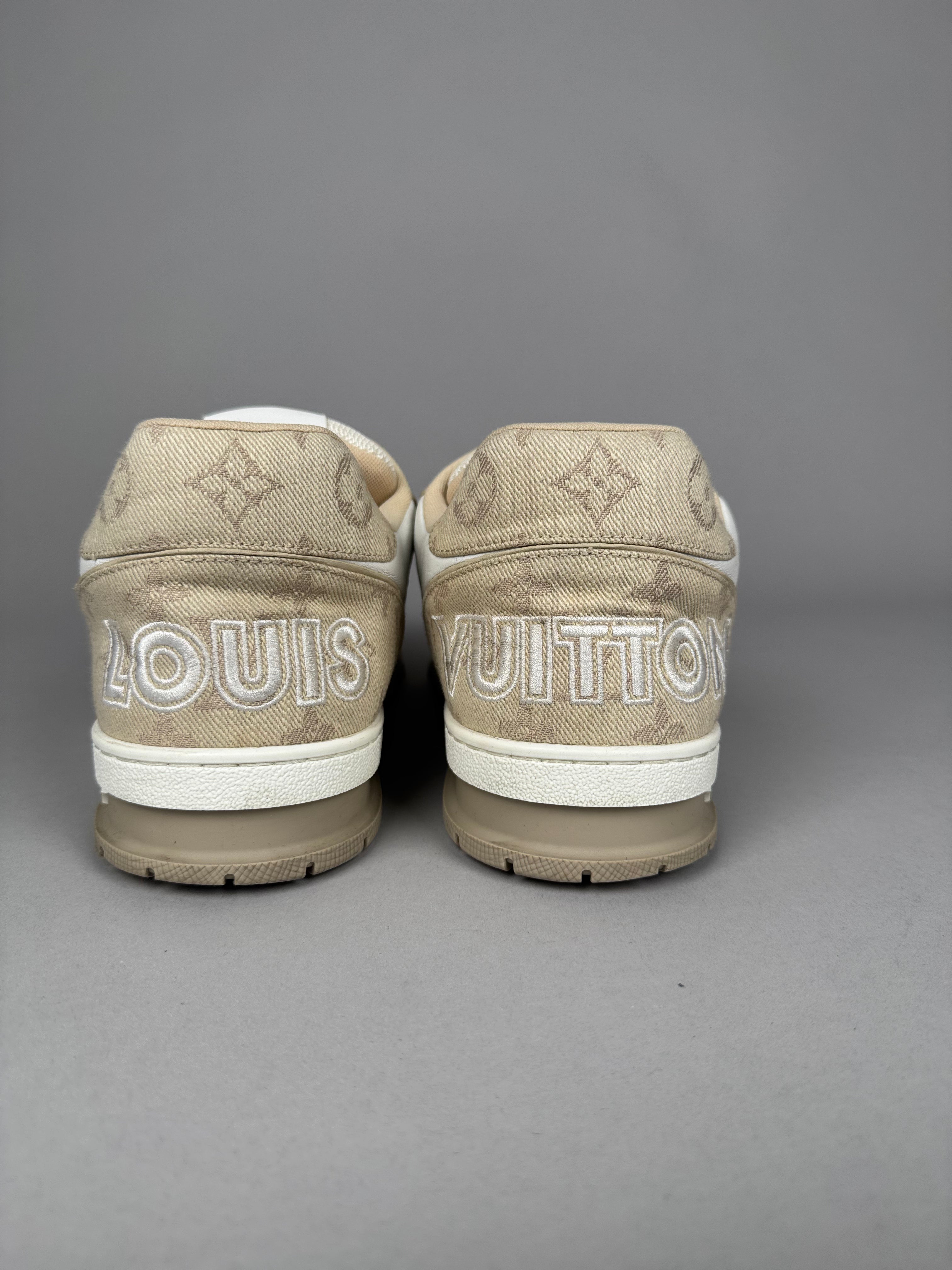 Louis Vuitton LV Trainer Velcro Strap Beige Denim
