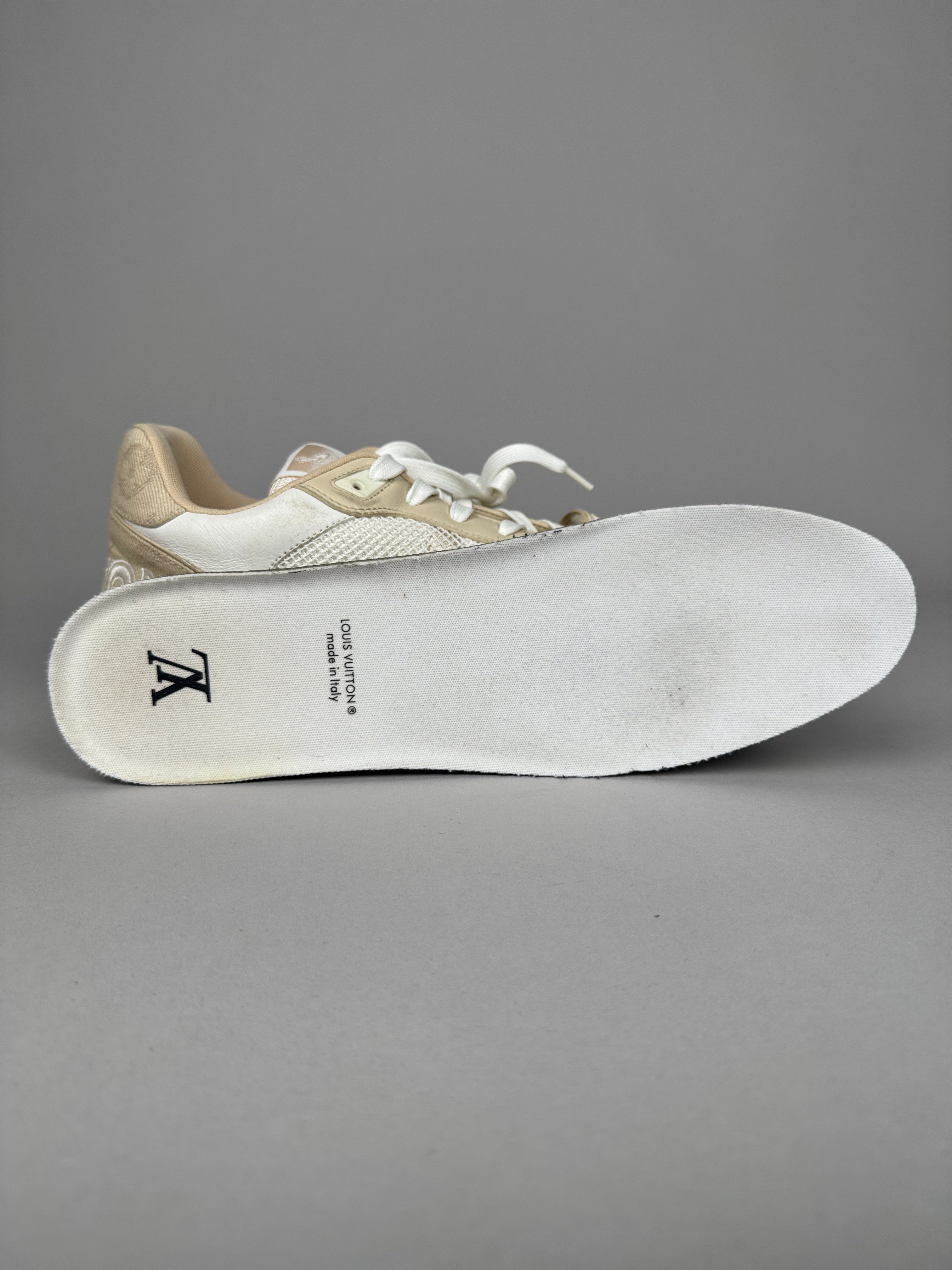 Louis Vuitton LV Trainer Velcro Strap Beige Denim
