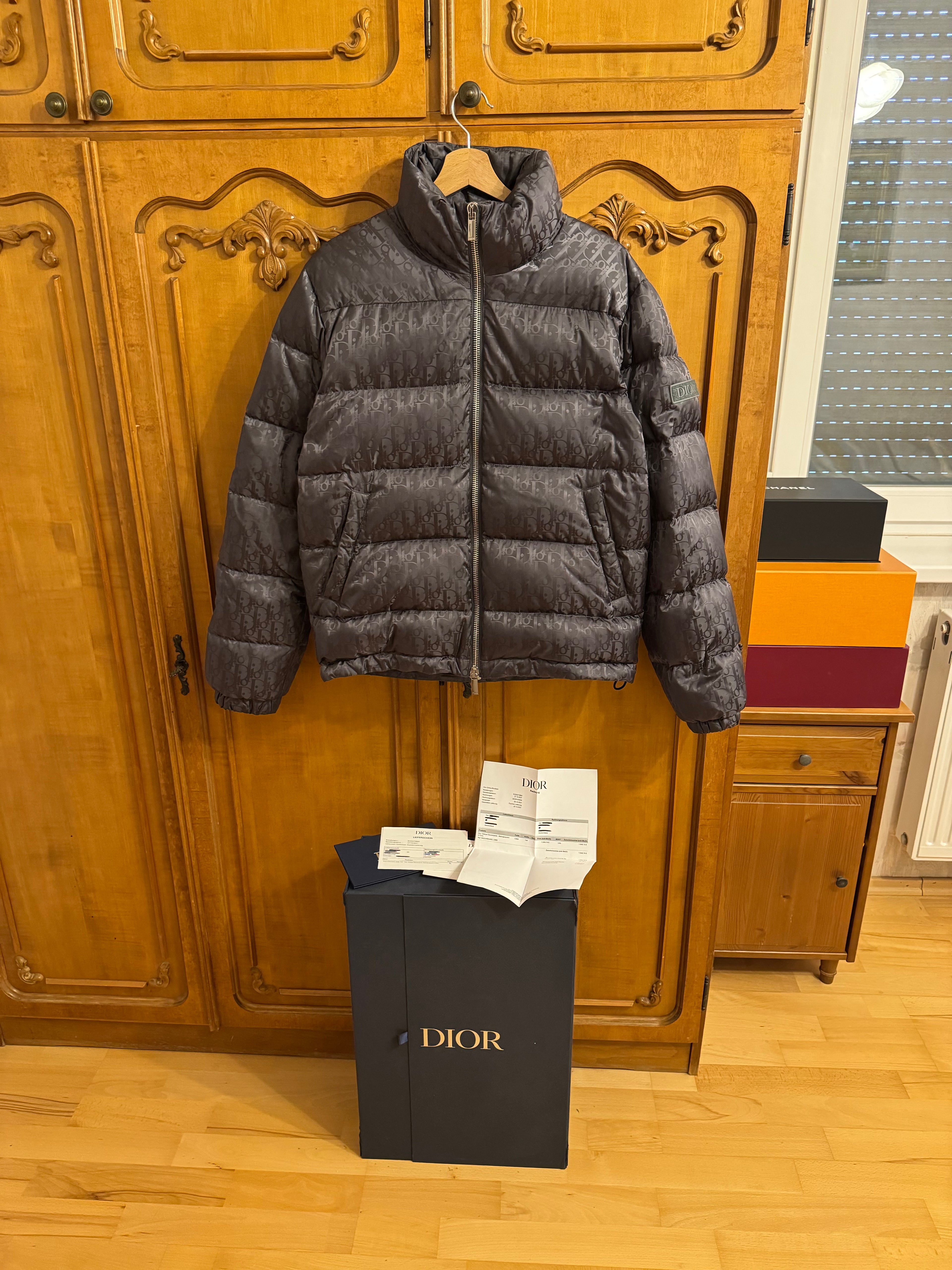 Dior Oblique Puffer Jacket Gunmetal Grey