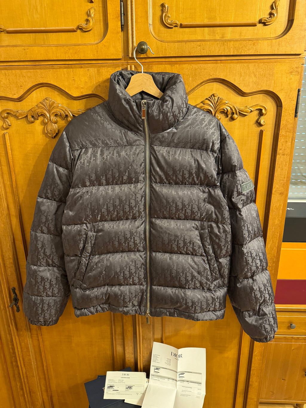 Dior Oblique Puffer Jacket Gunmetal Grey