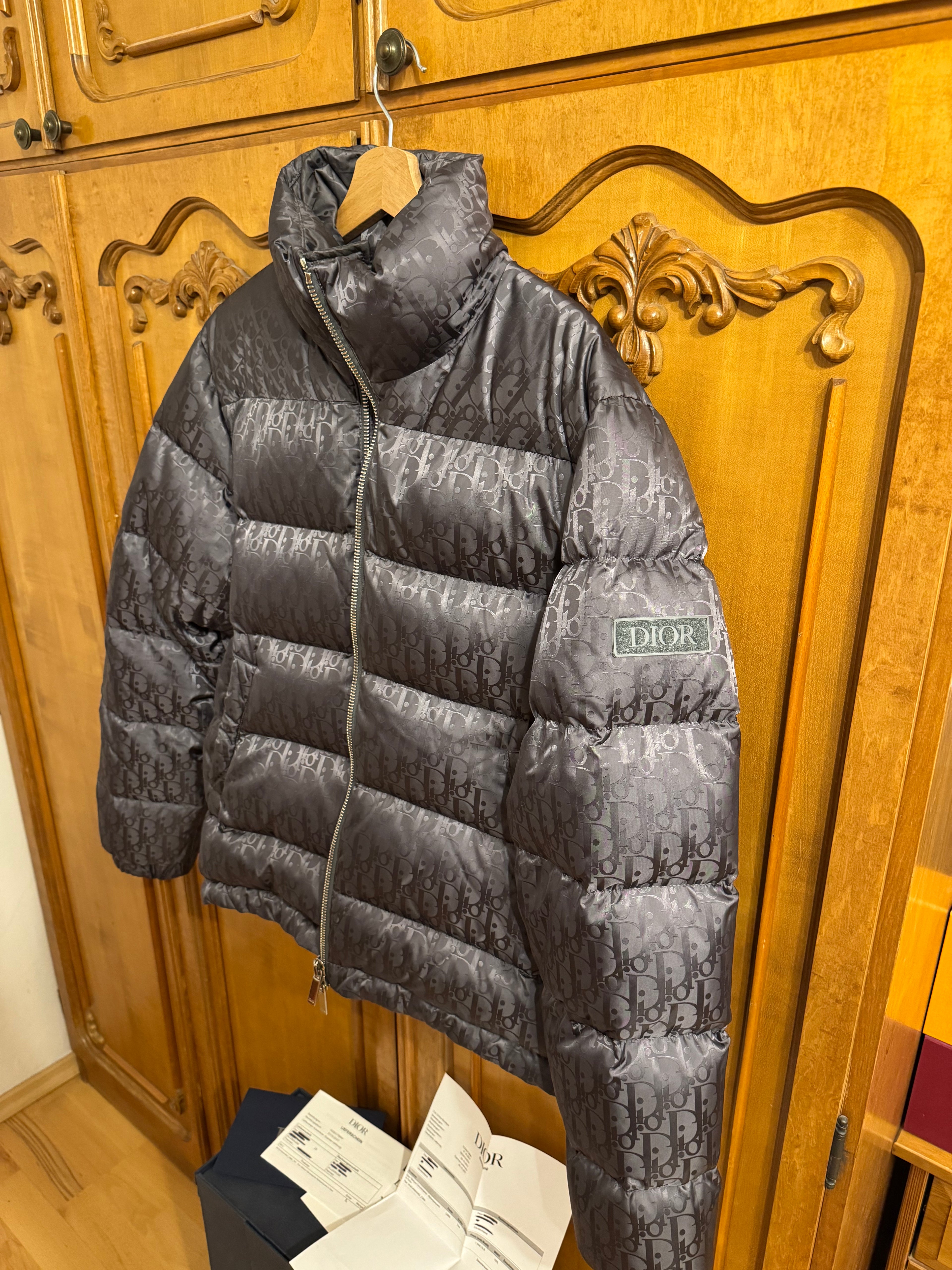 Dior Oblique Puffer Jacket Gunmetal Grey