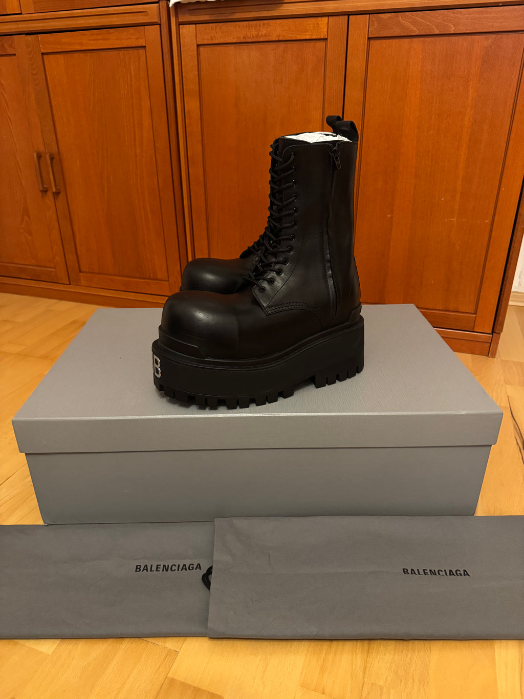 Balenciaga Calfskin 80 MM Platform Giant Boots BB Black