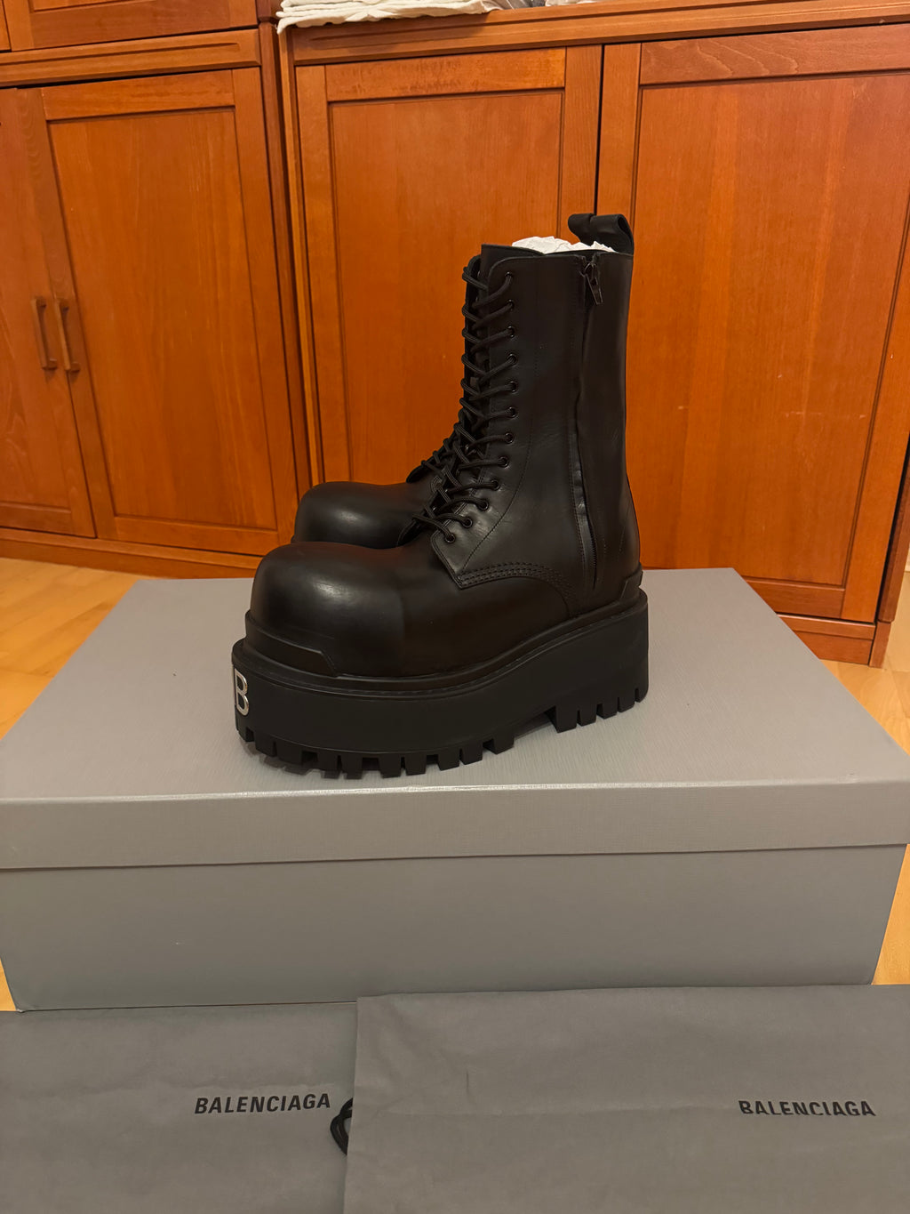 Balenciaga Calfskin 80 MM Platform Giant Boots BB Black