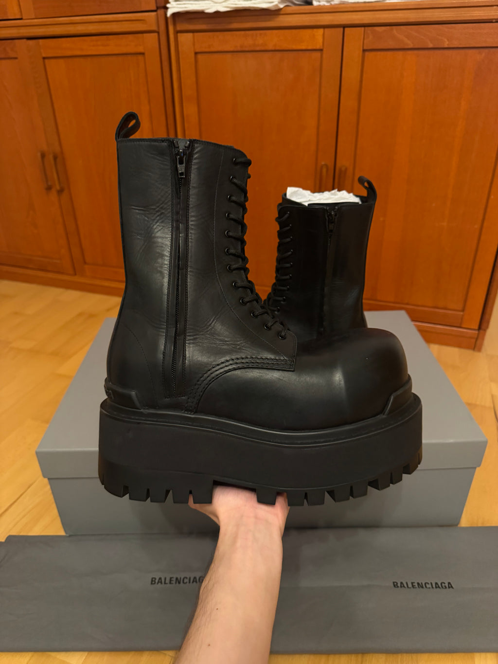 Balenciaga Calfskin 80 MM Platform Giant Boots BB Black